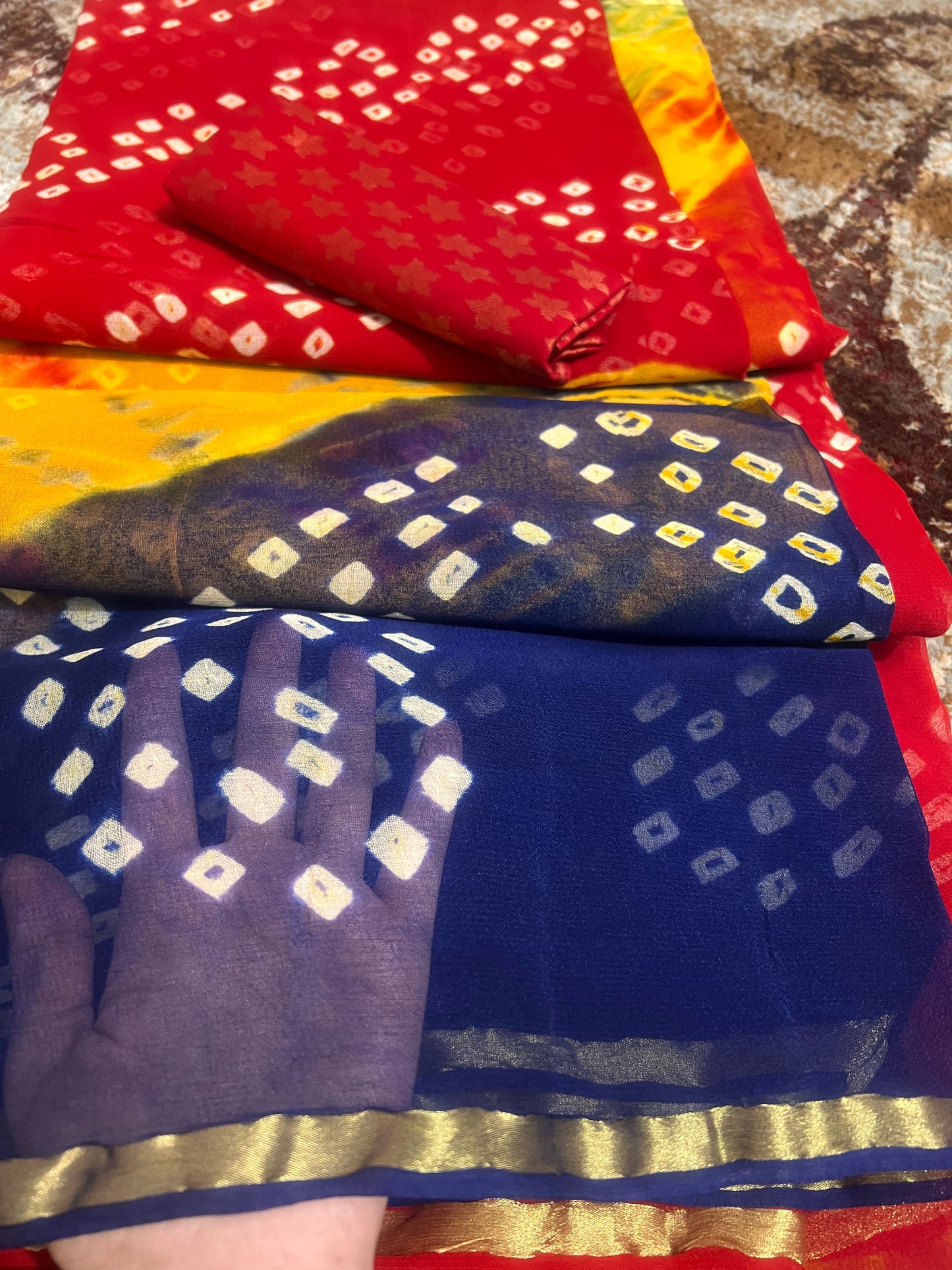 Pure Georgette Pachrangi Bandhani Saree