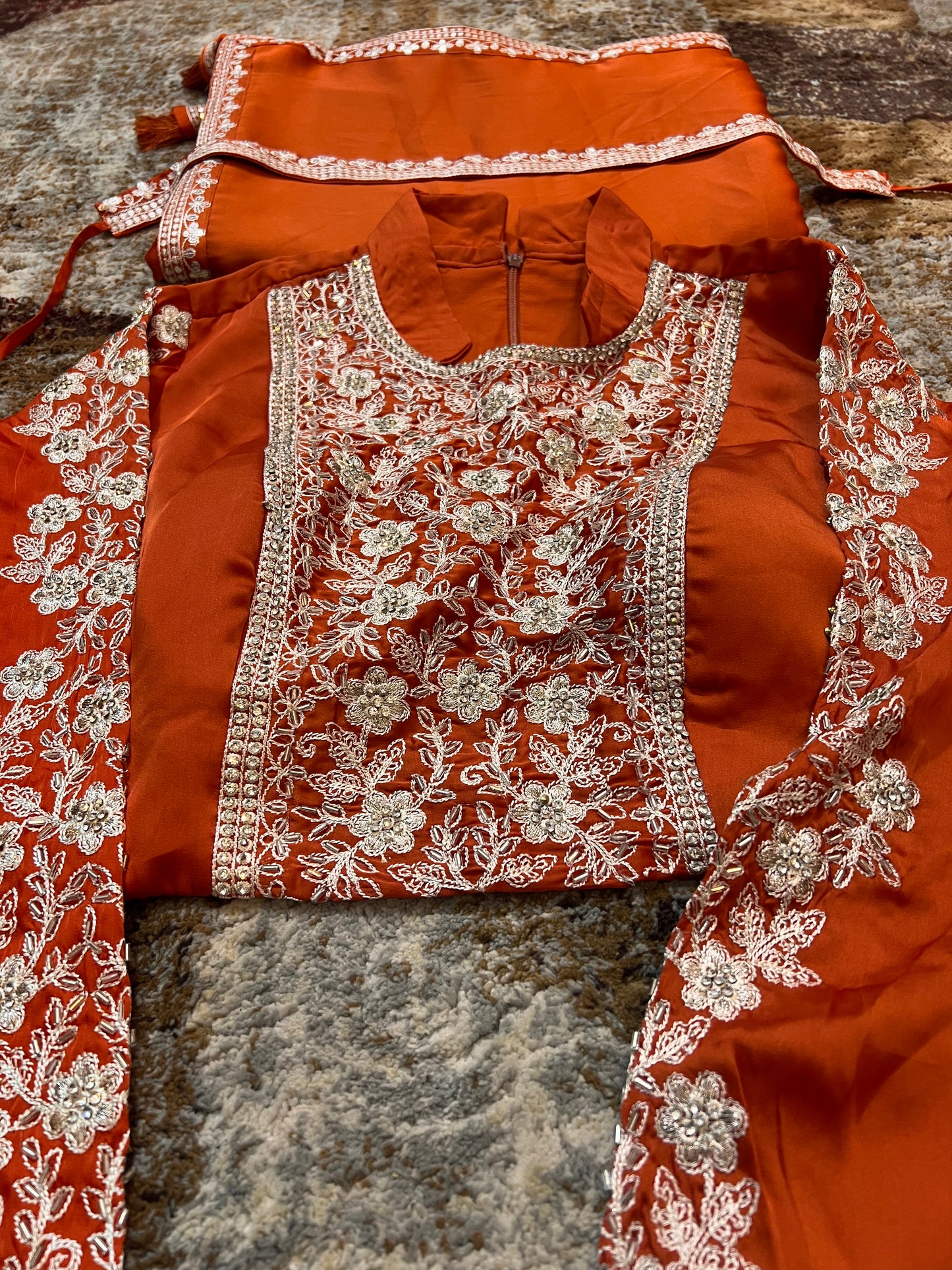 Designer Saree with Stitched Blouse Styled with a Belt