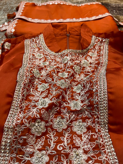 Designer Saree with Stitched Blouse Styled with a Belt