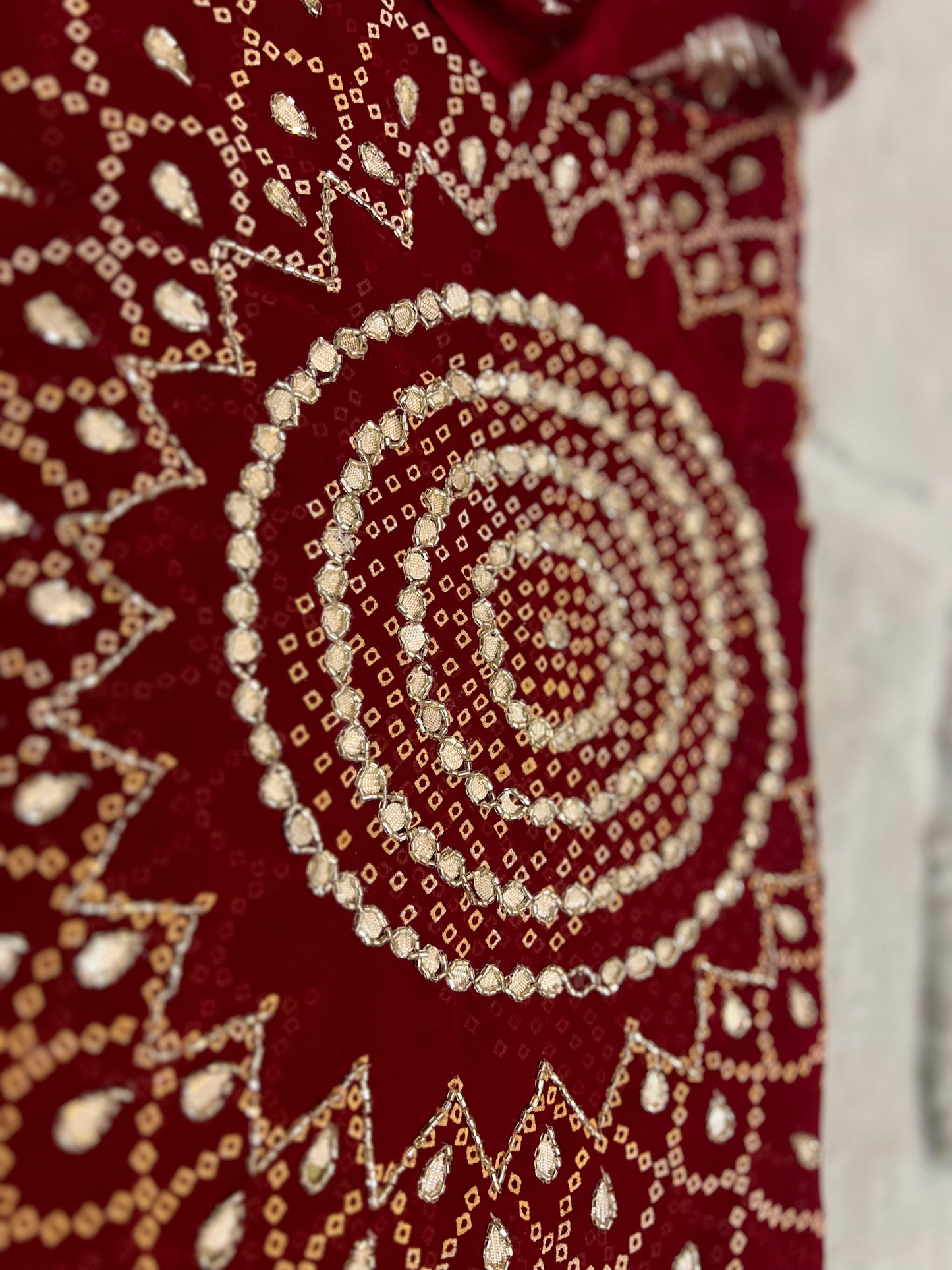 Beautiful Pachrangi Saree with Beautiful Designer Gota Work and Small Pearl Handwork