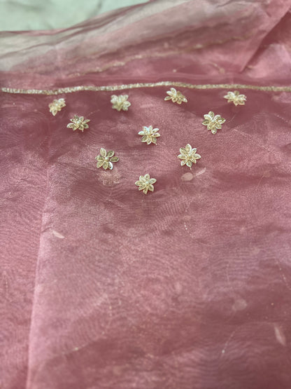 Party Wear Beautiful Baby Pink Fendy Tissue Heavy Jaal Work Saree with Heavy Blouse Piece in Baby pink colour