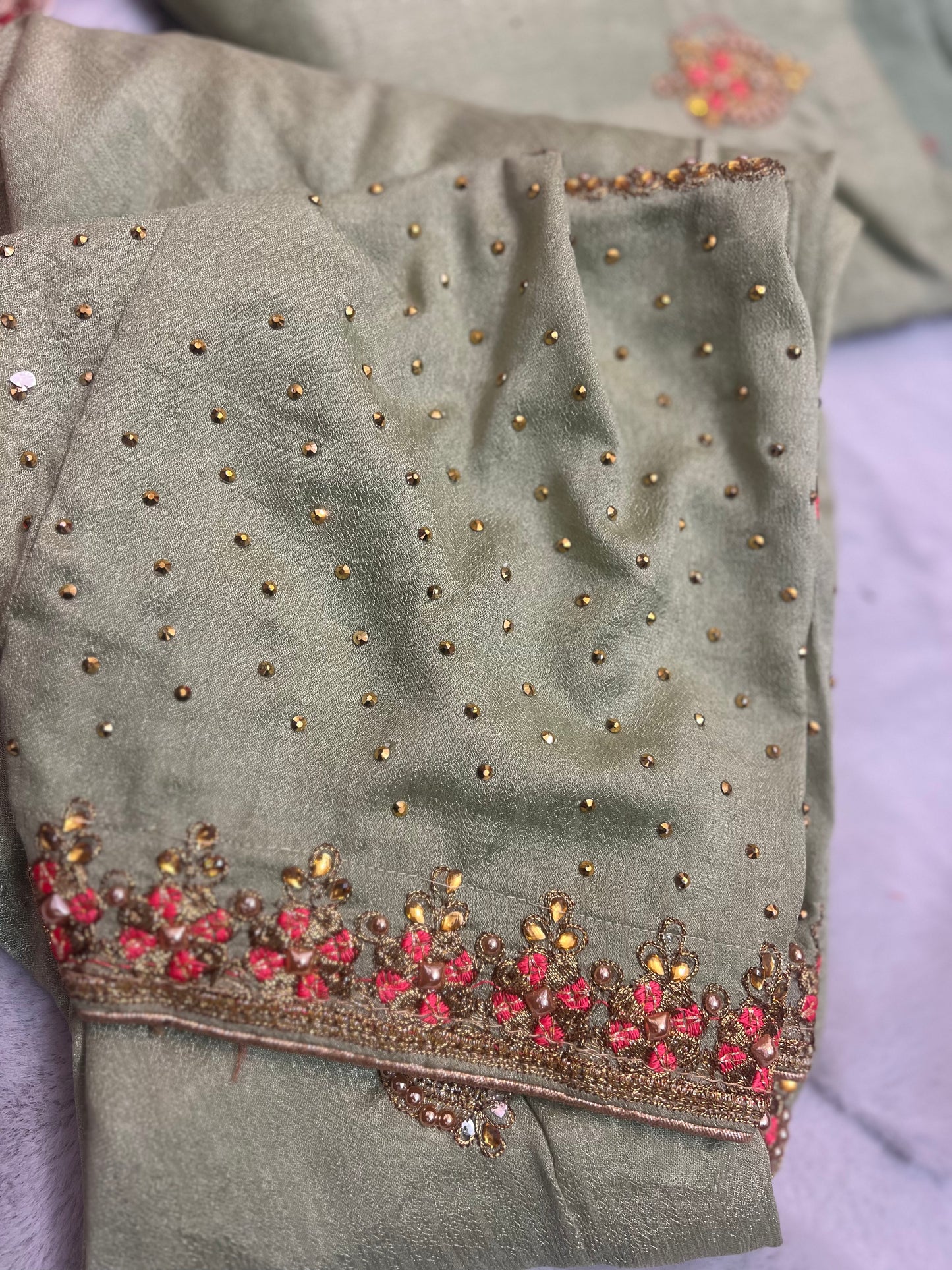 Heavy Punjabi Suit with Stone and Thread Work with Full Flaire Patayala Salwar and Heavy Work Duppatta