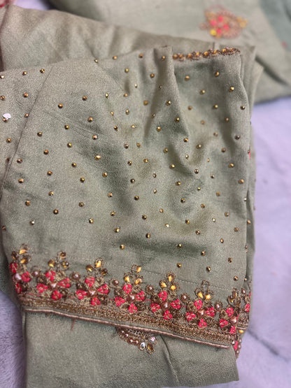 Heavy Punjabi Suit with Stone and Thread Work with Full Flaire Patayala Salwar and Heavy Work Duppatta