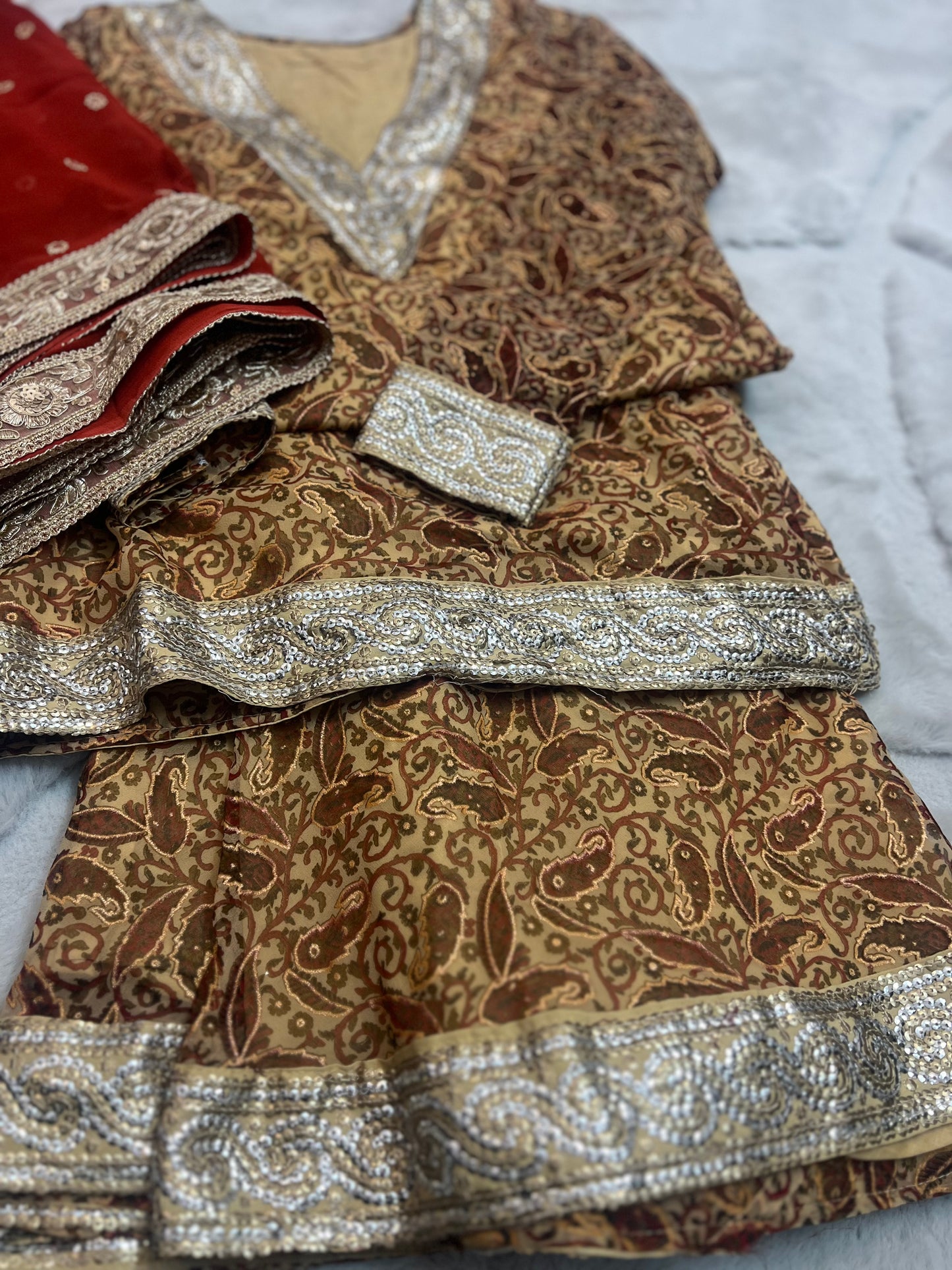 Soft Georgette Designer Suit, Long Kurta with full Sleeves, Full Flair, Palazo and Heavy work Designer Dupatta