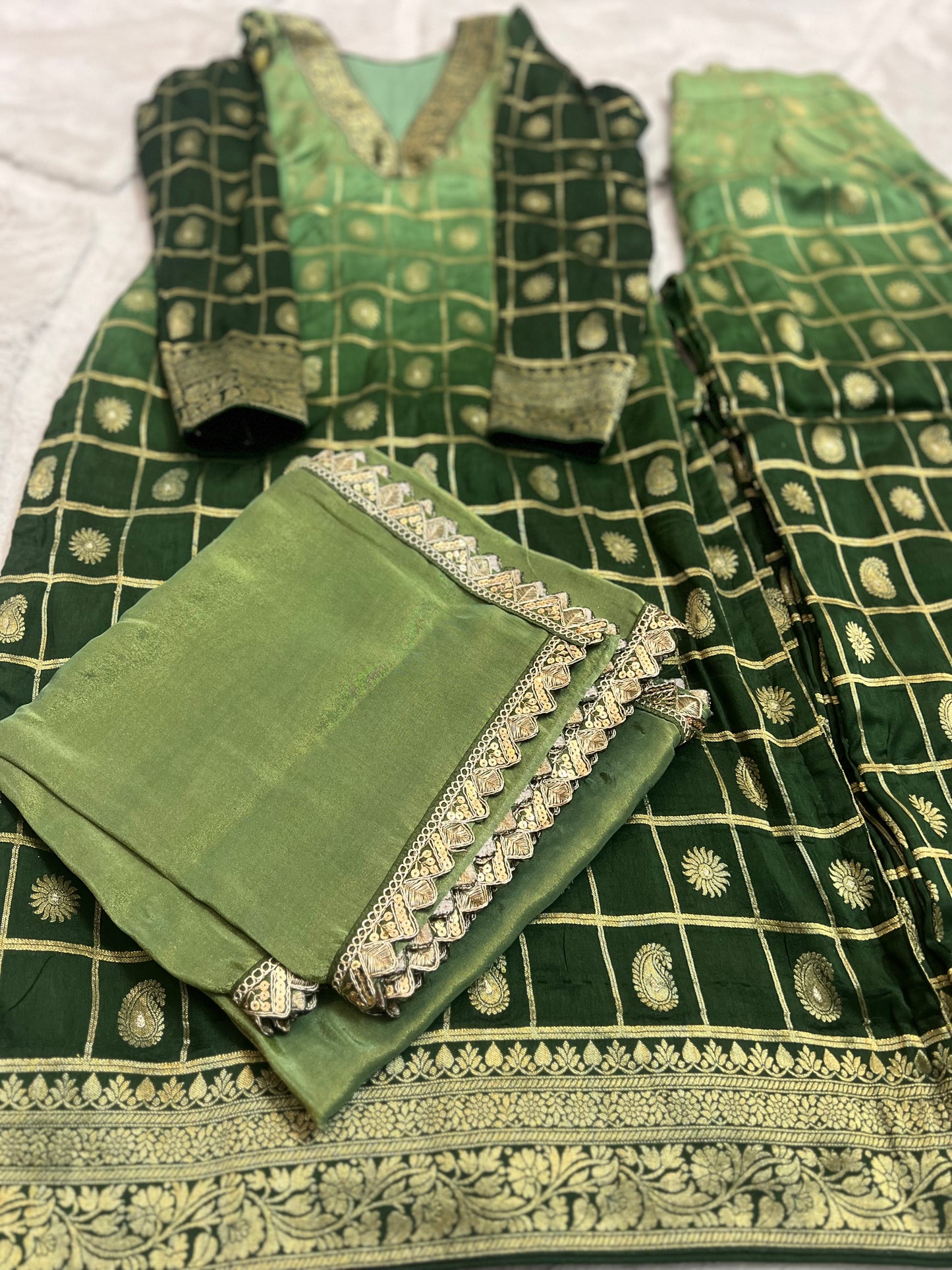 Beautiful Banarasi Suit with Full Flair Palazo and Lovely Designer Soft Tissue Dupatta