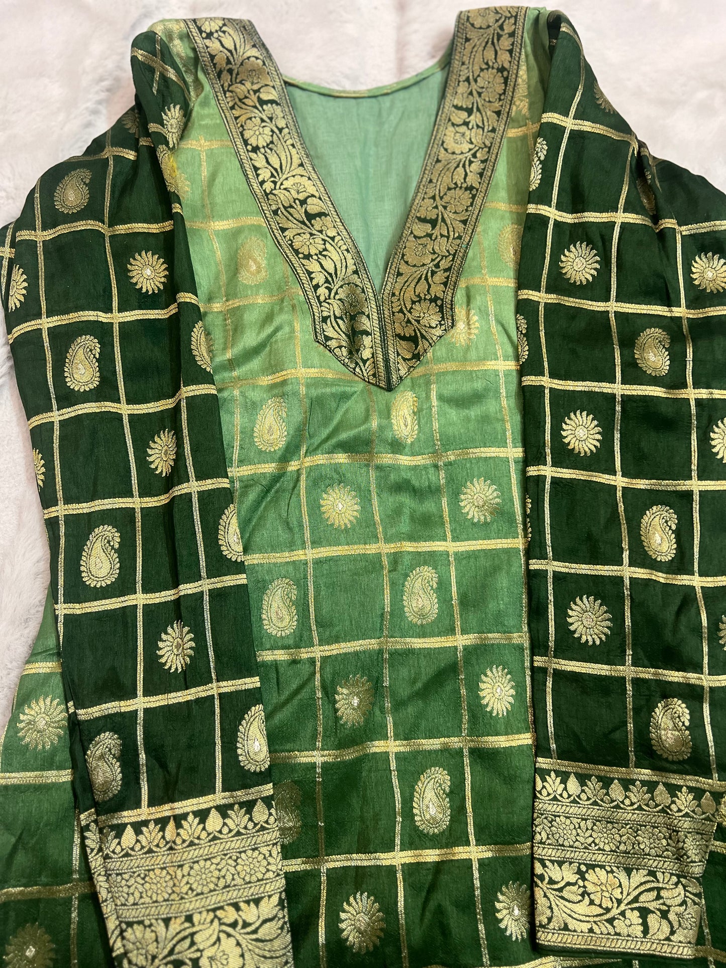 Beautiful Banarasi Suit with Full Flair Palazo and Lovely Designer Soft Tissue Dupatta