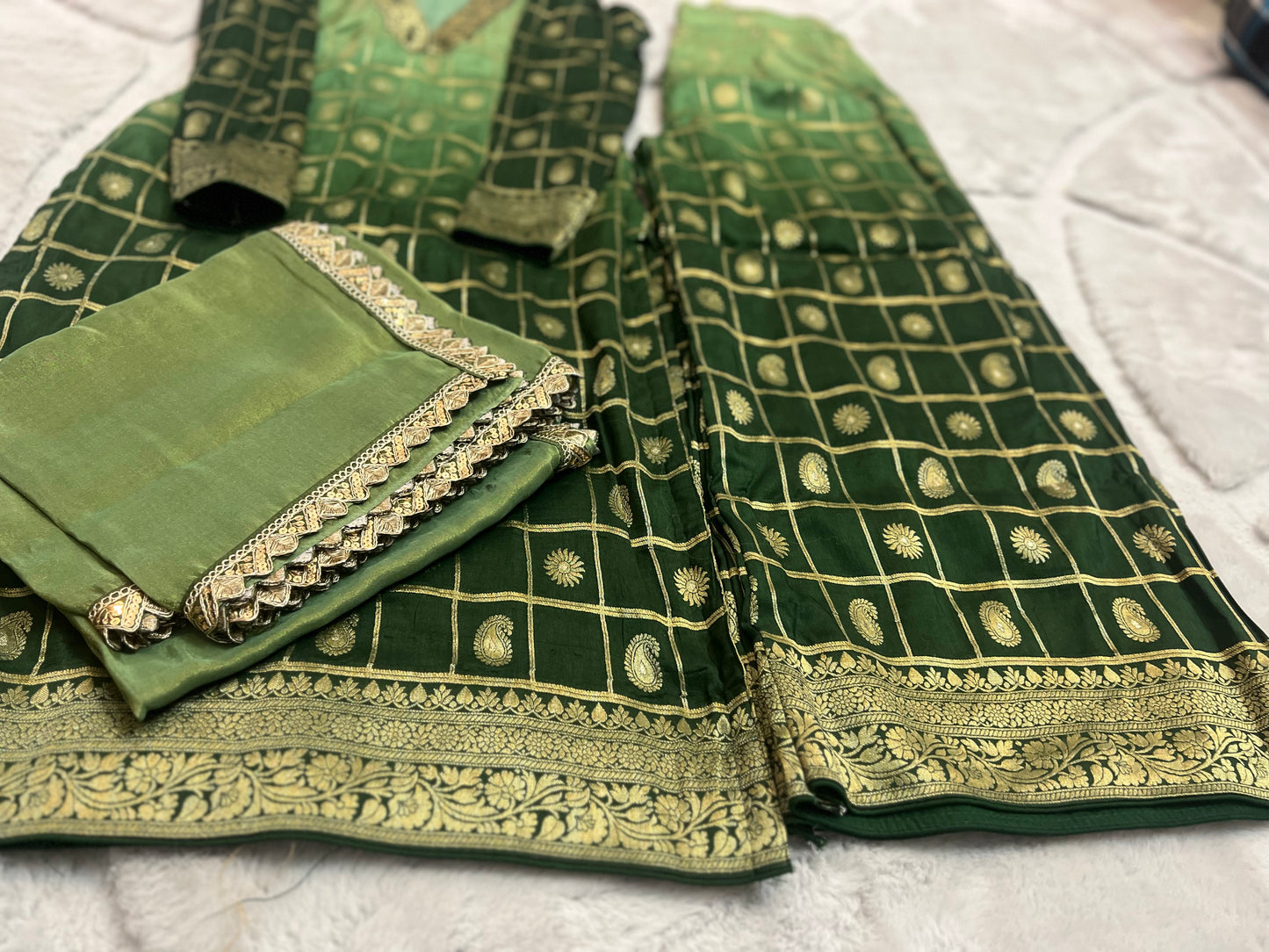 Beautiful Banarasi Suit with Full Flair Palazo and Lovely Designer Soft Tissue Dupatta