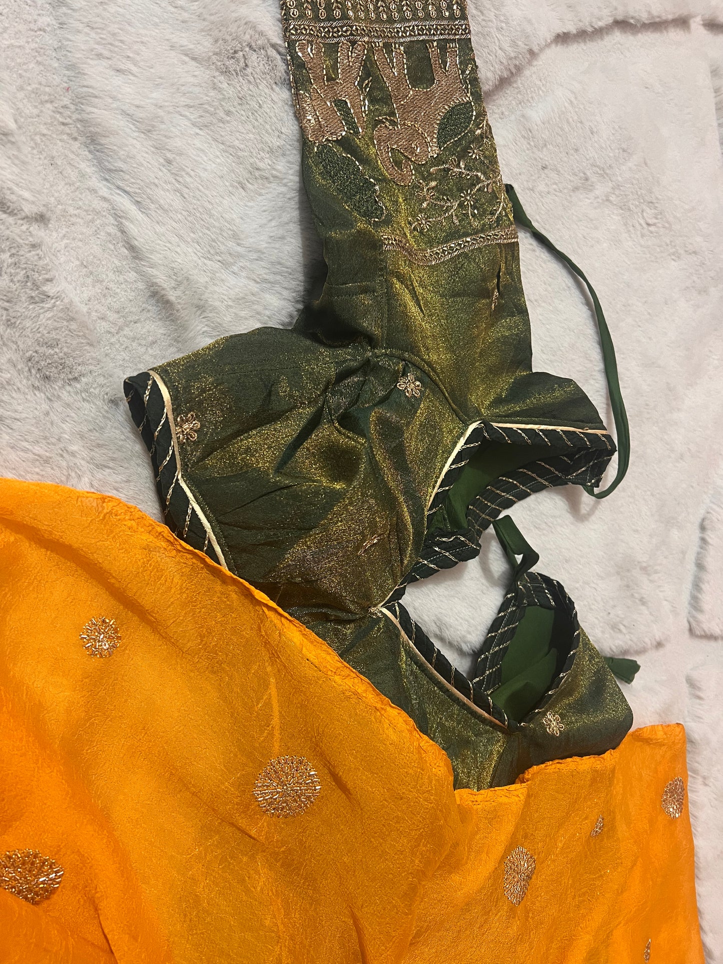 Designer Crepe Yellow Saree with Fendy Tissue Elephant Design Kanchli Blouse