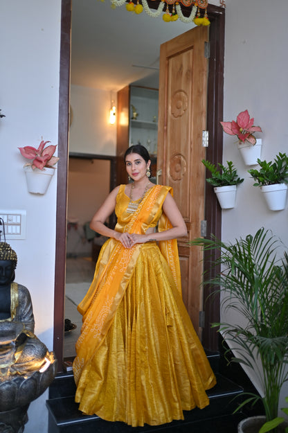 Pure Banarasi Silk Lehanga-Saree Drape