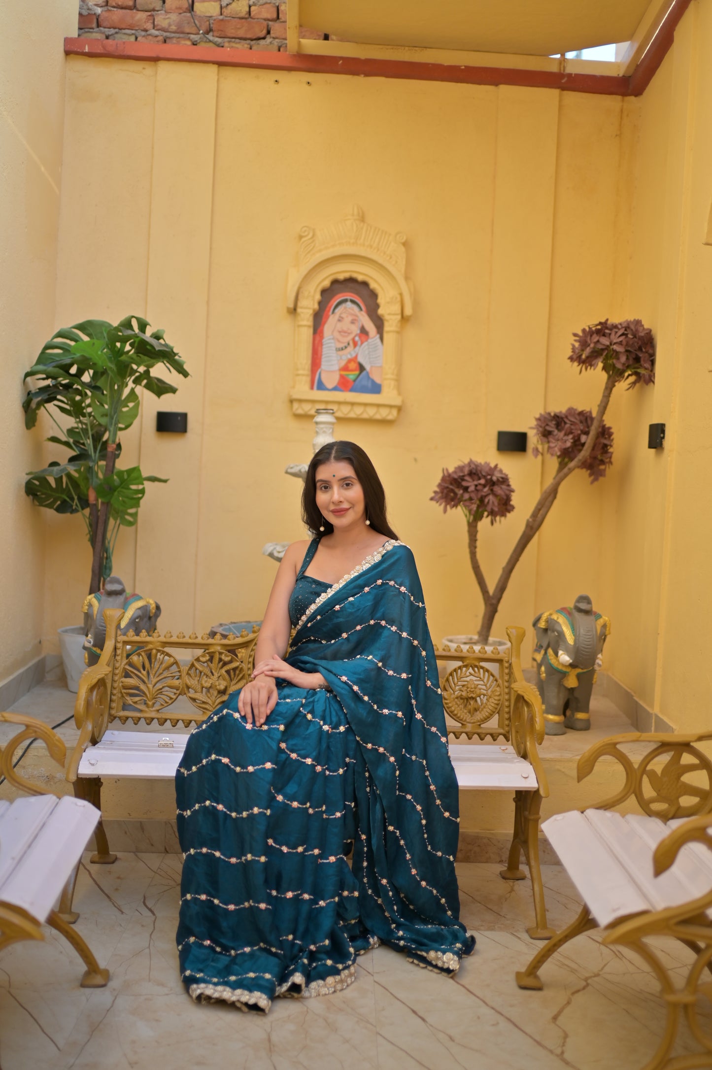 Peacock Blue Pearl Magic Saree
