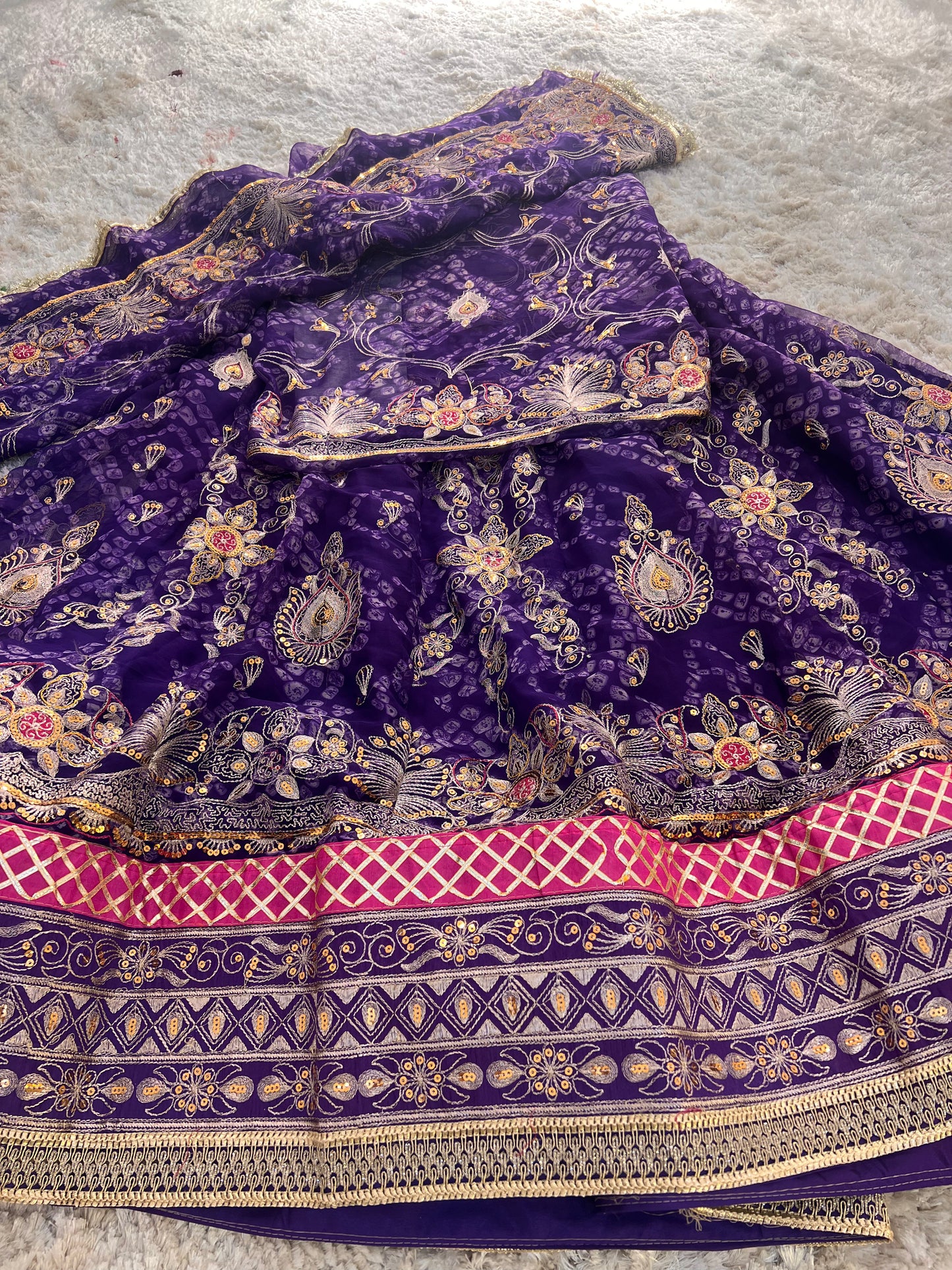 Purple Bandhani Full Gher Poshak