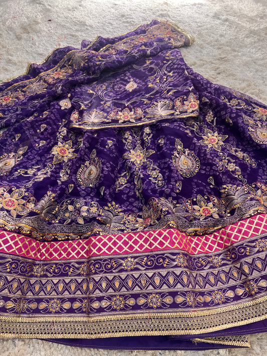 Purple Bandhani Full Gher Poshak