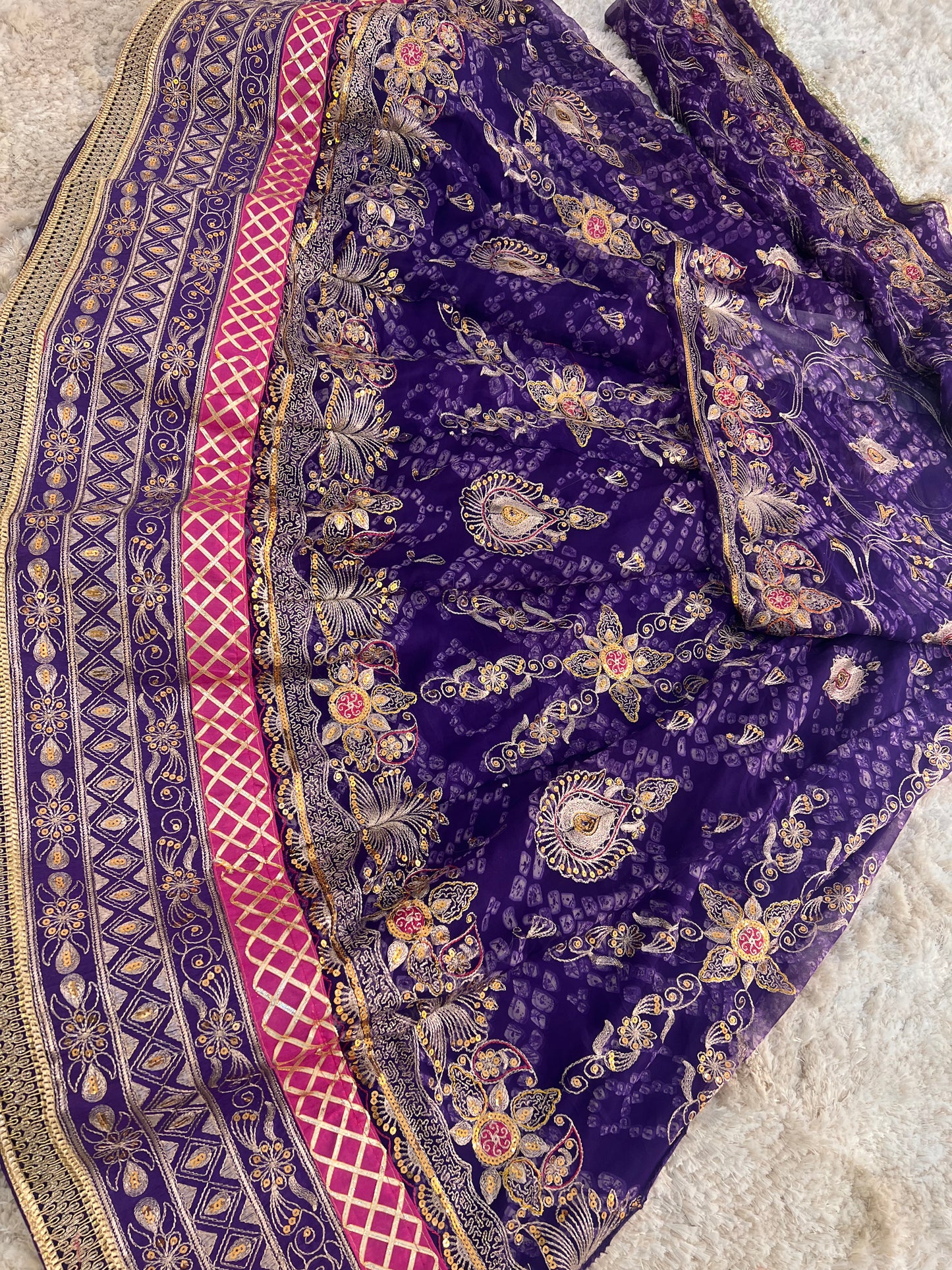 Purple Bandhani Full Gher Poshak