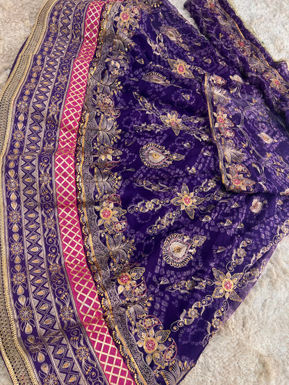 Purple Bandhani Full Gher Poshak