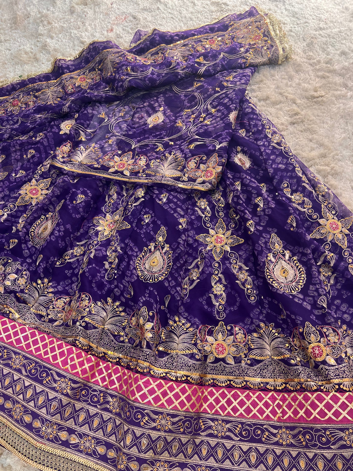 Purple Bandhani Full Gher Poshak