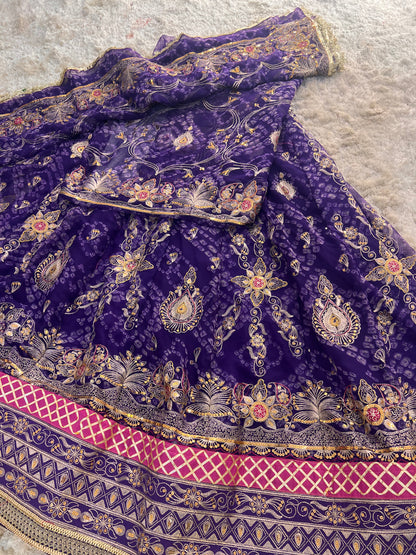 Purple Bandhani Full Gher Poshak