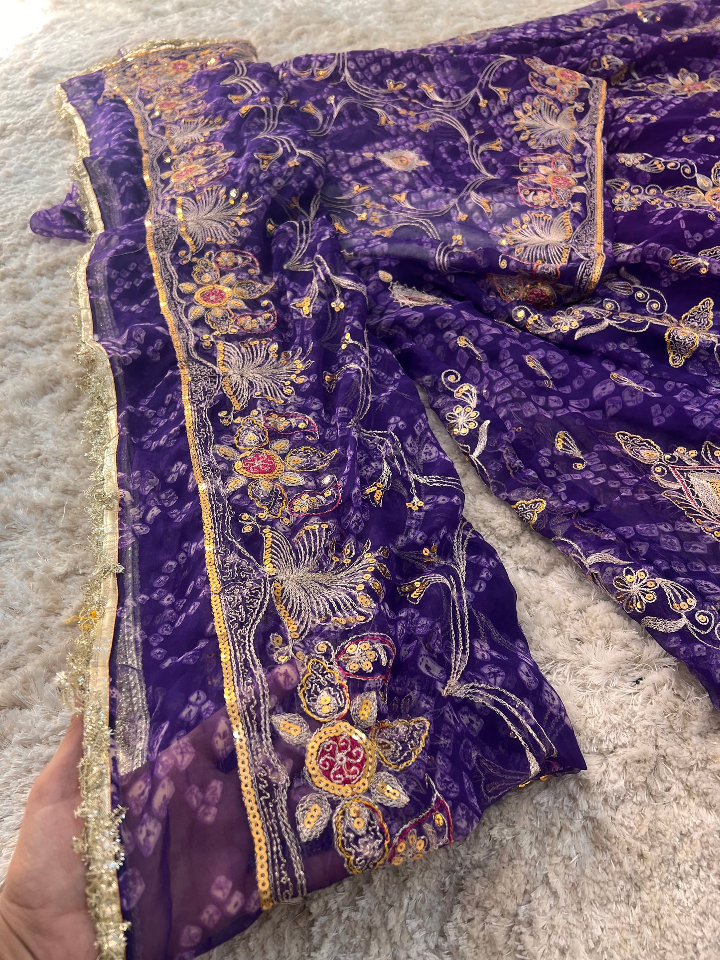 Purple Bandhani Full Gher Poshak