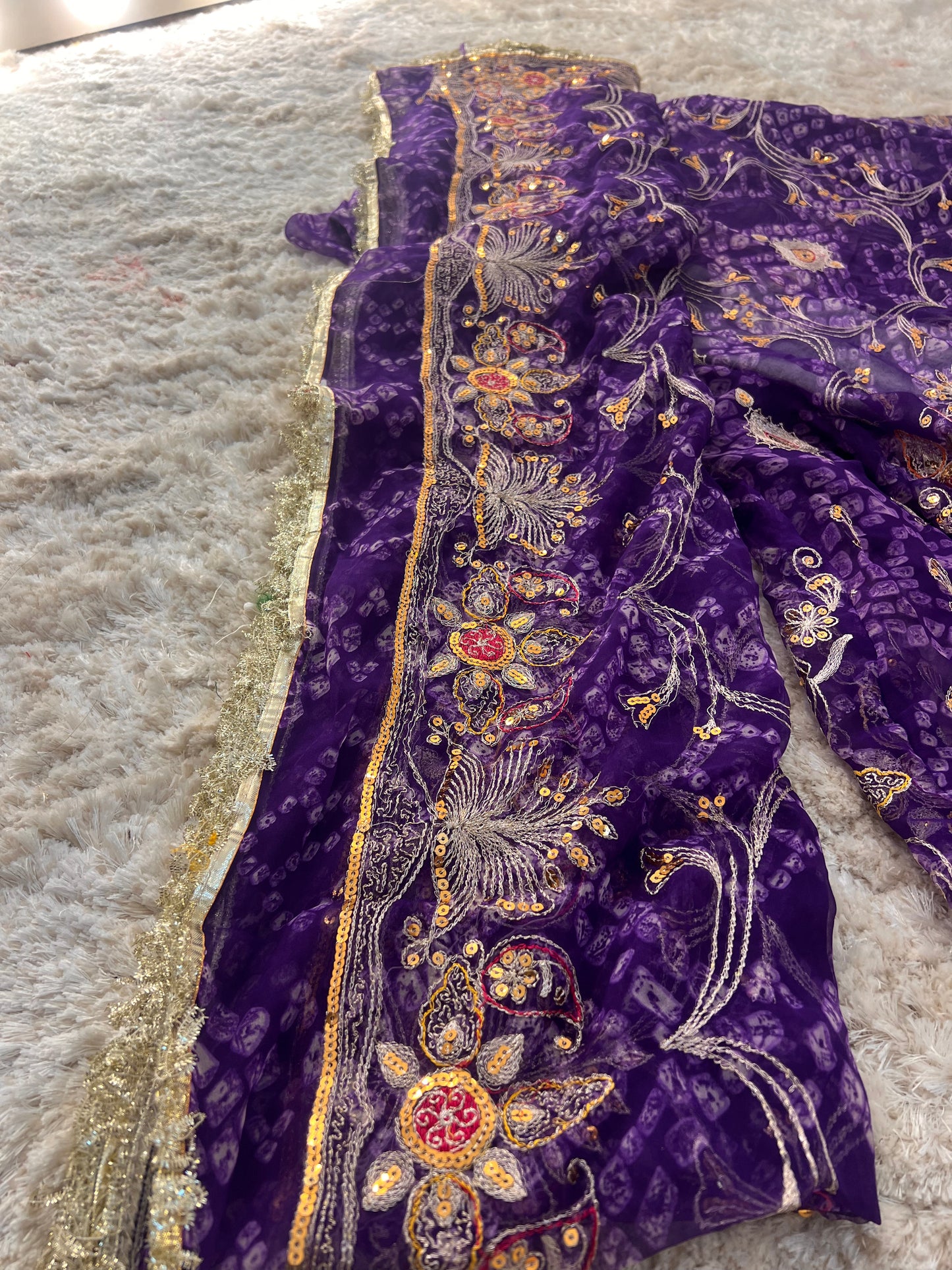 Purple Bandhani Full Gher Poshak