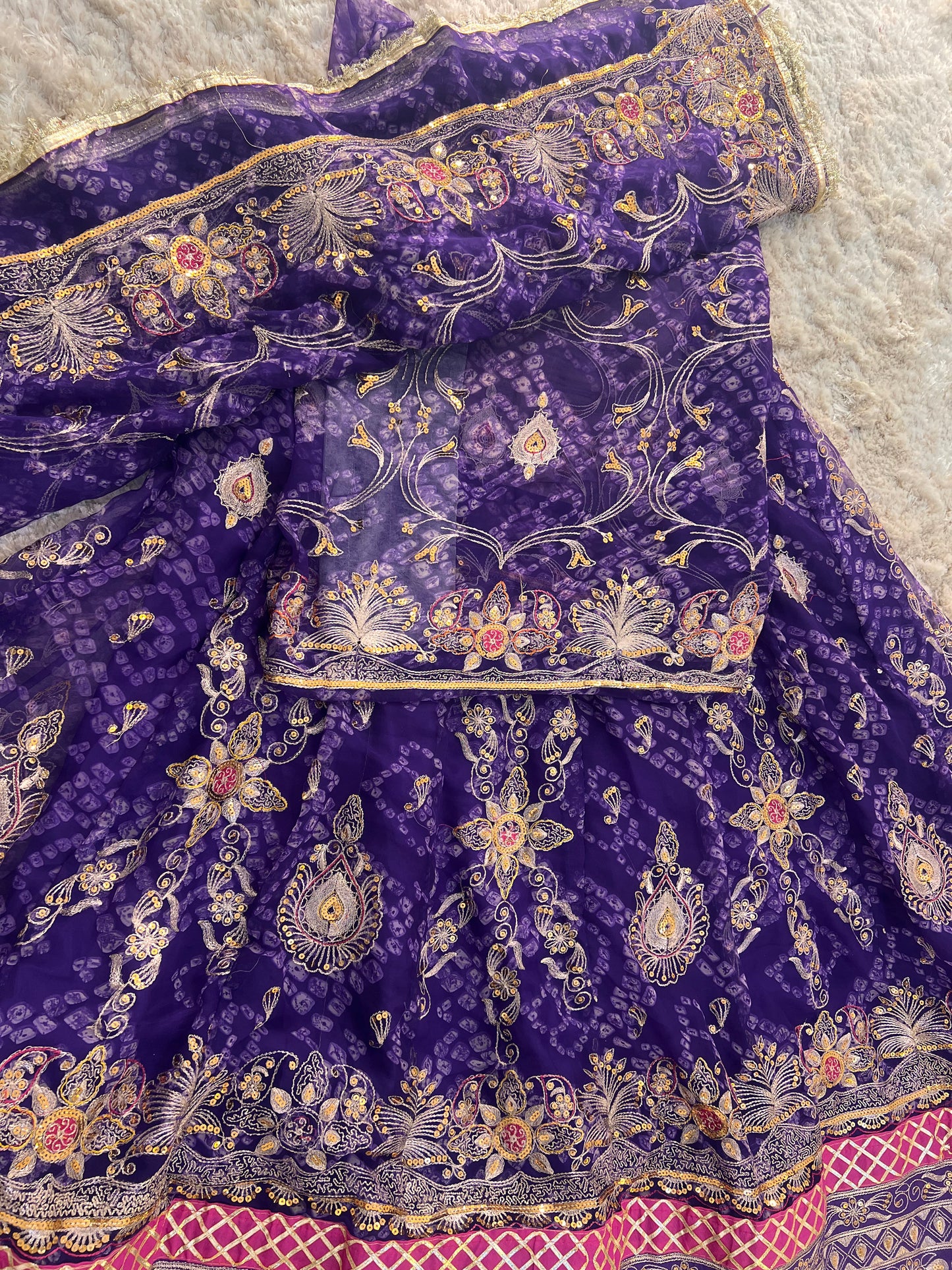 Purple Bandhani Full Gher Poshak