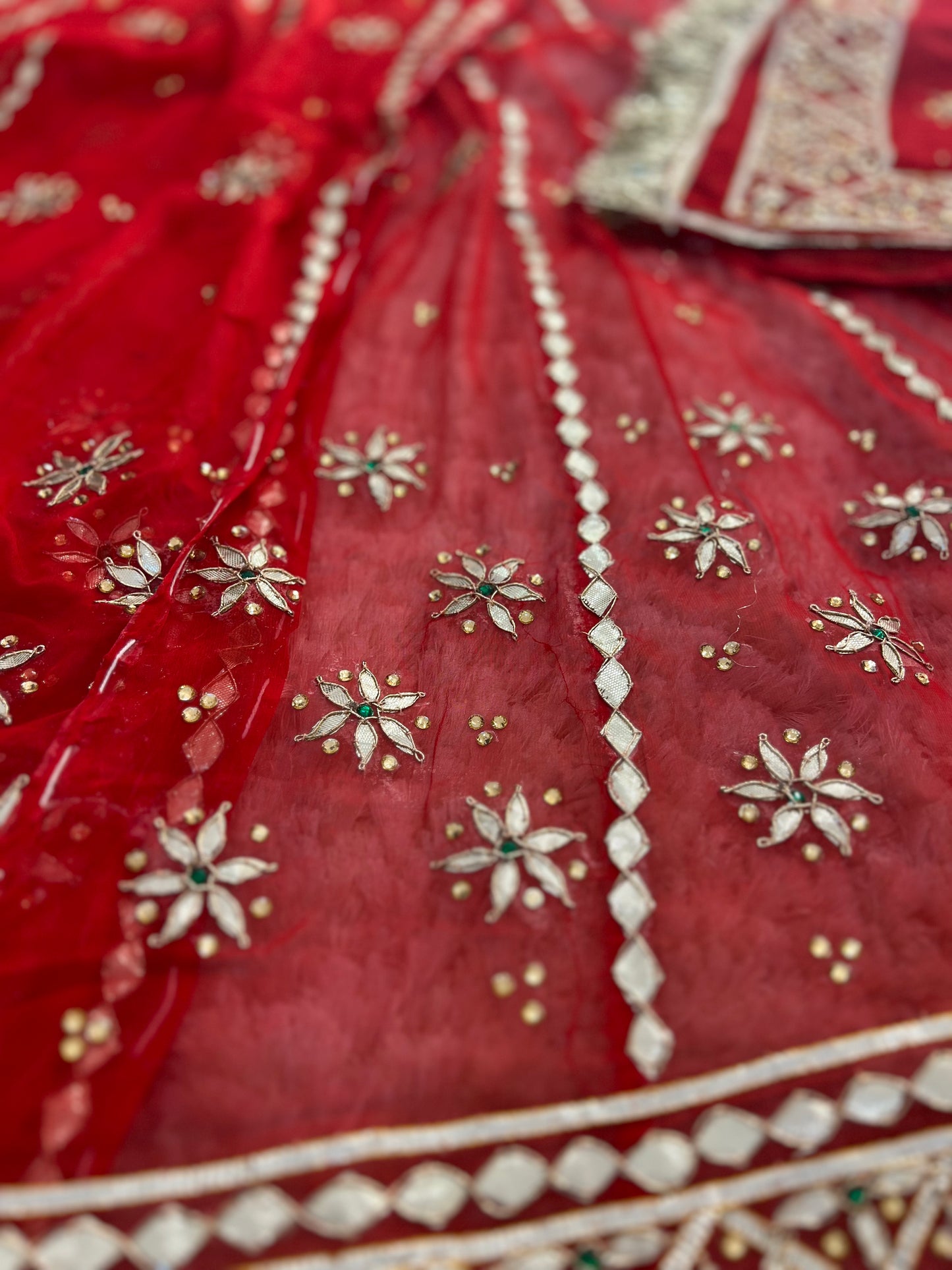 Pure georgette, Gota and Stone Handwork Bridal Poshak