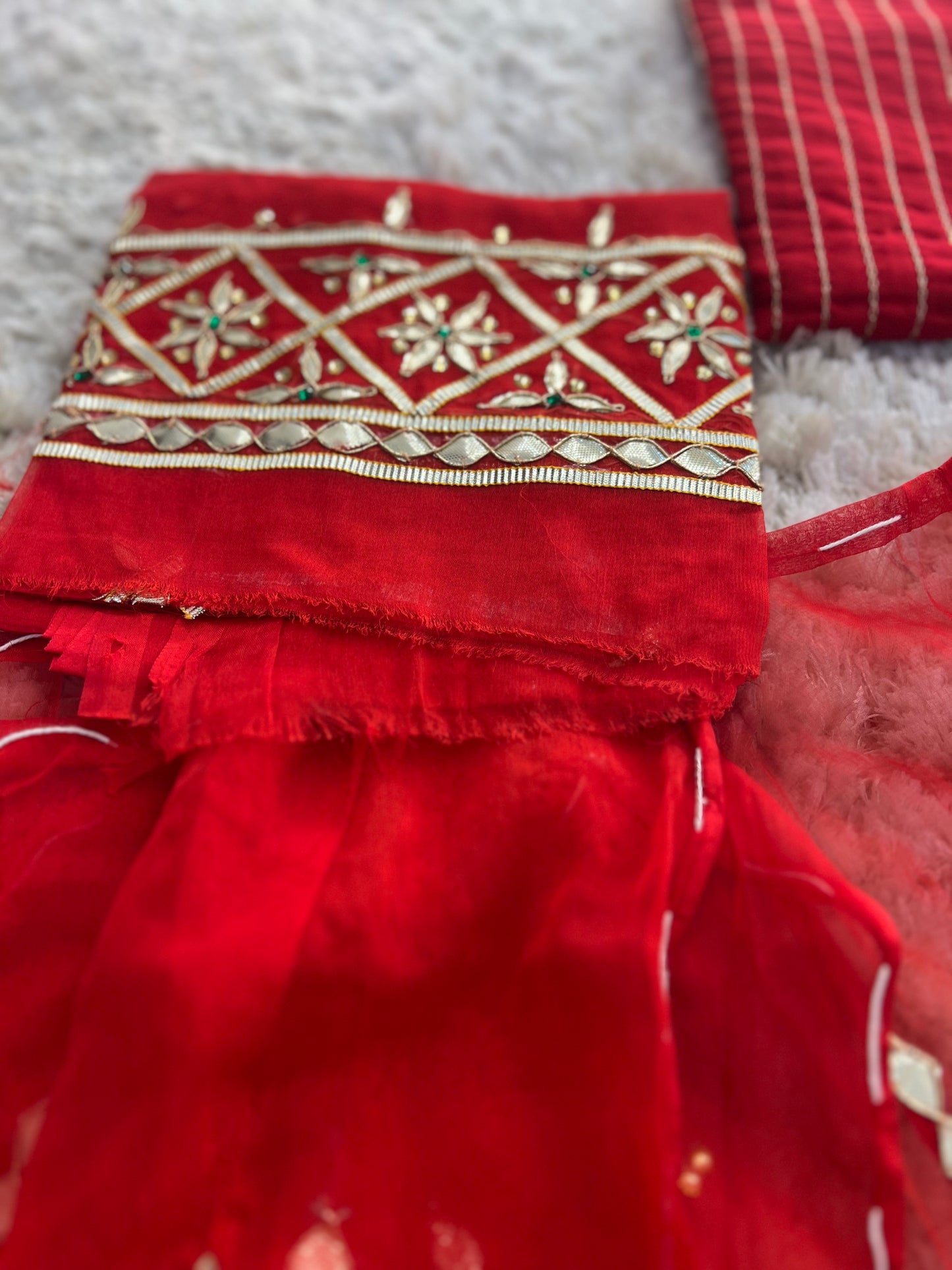 Pure georgette, Gota and Stone Handwork Bridal Poshak