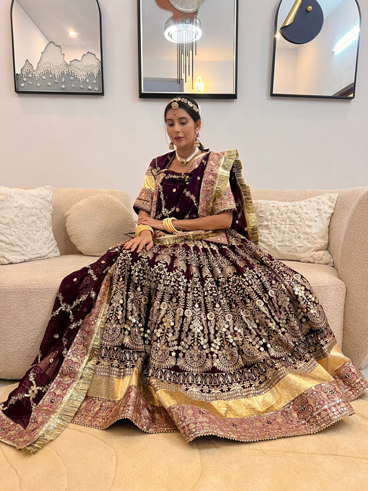 Wine Colour Full Ghera Heavy Poshak