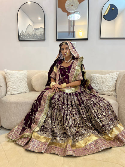Wine Colour Full Ghera Heavy Poshak