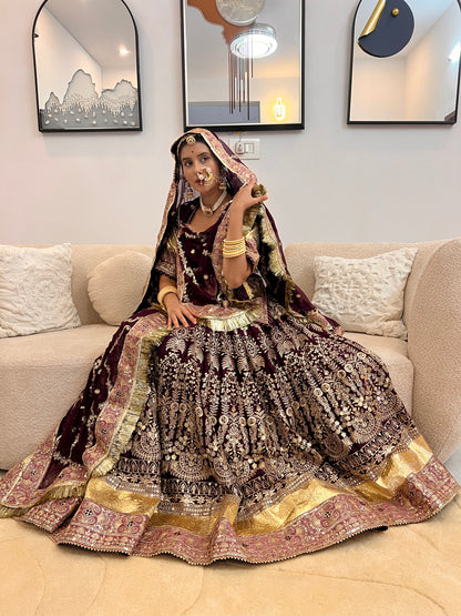Wine Colour Full Ghera Heavy Poshak
