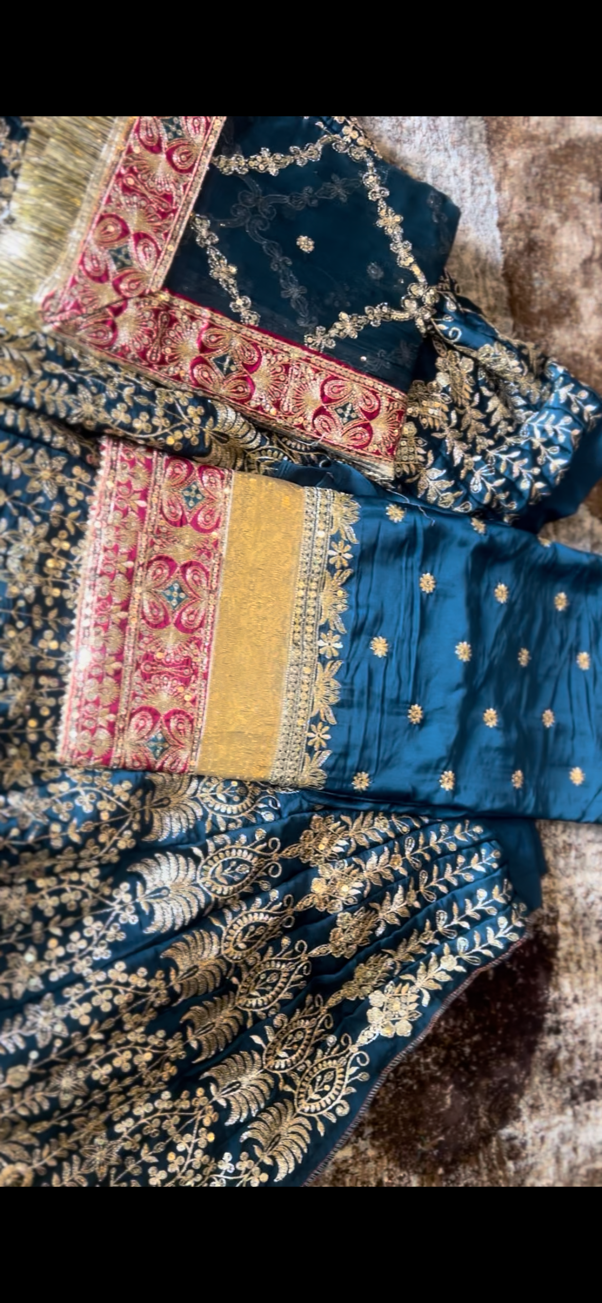 Beautiful Traditional Full Ghera Heavy Poshak in Peacock Blue Colour (Stitched)
