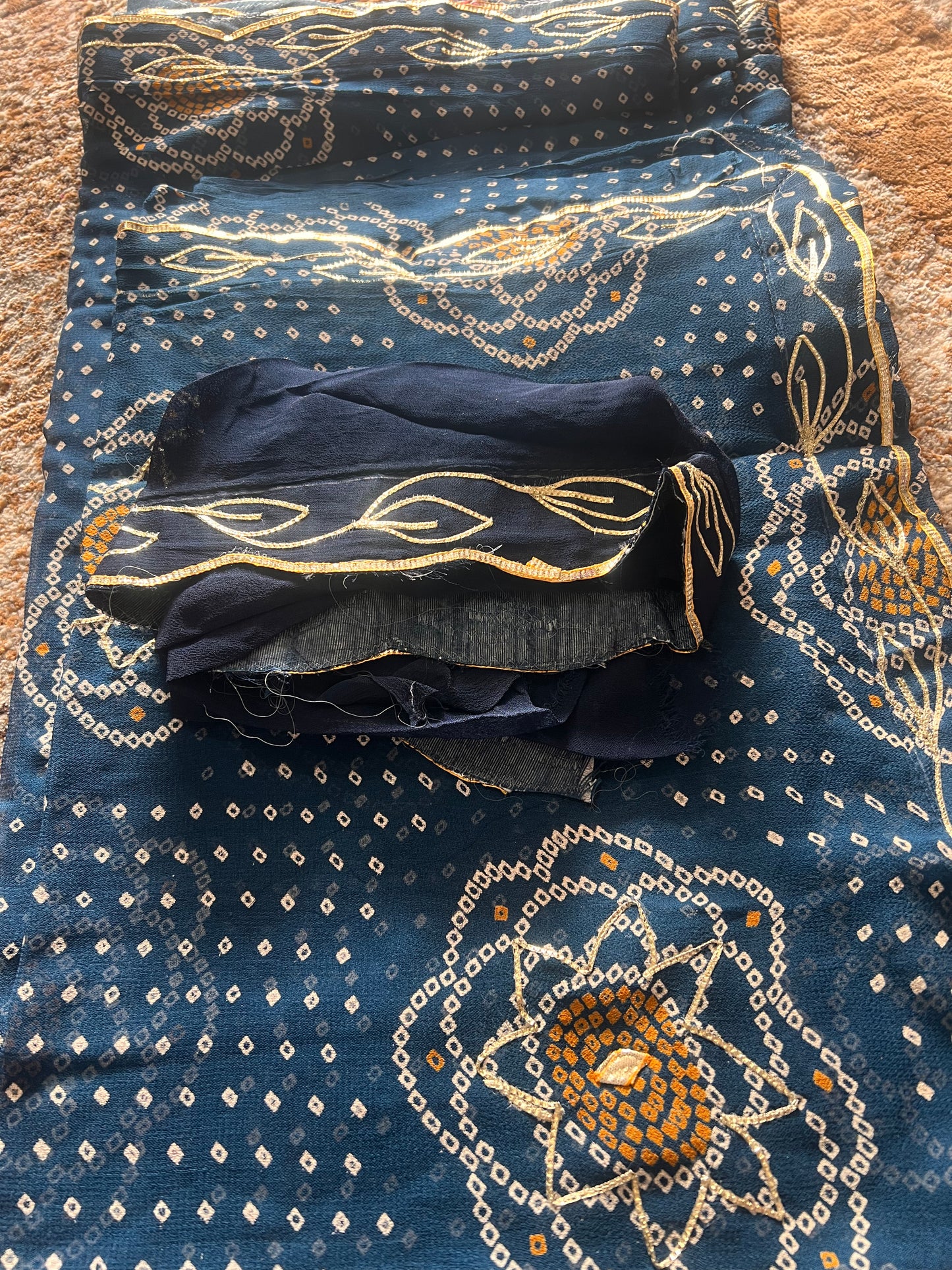 Cutwork Bandini Pure Georgette Sarees with Gota Work