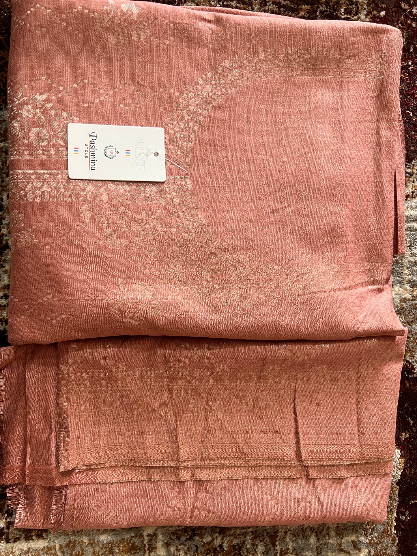 Onion Pink Pashmina Suit (Unstitched)