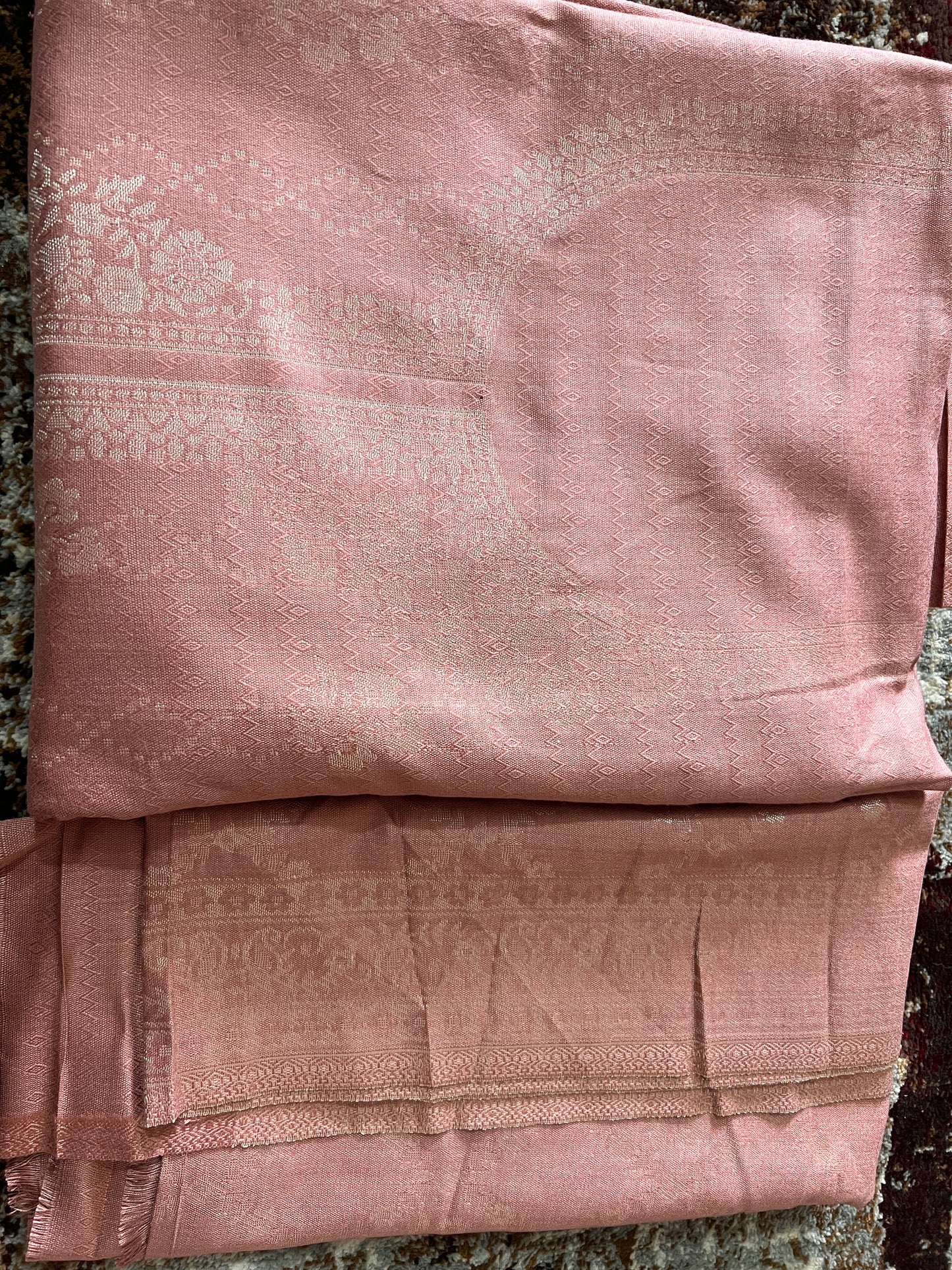 Onion Pink Pashmina Suit (Unstitched)