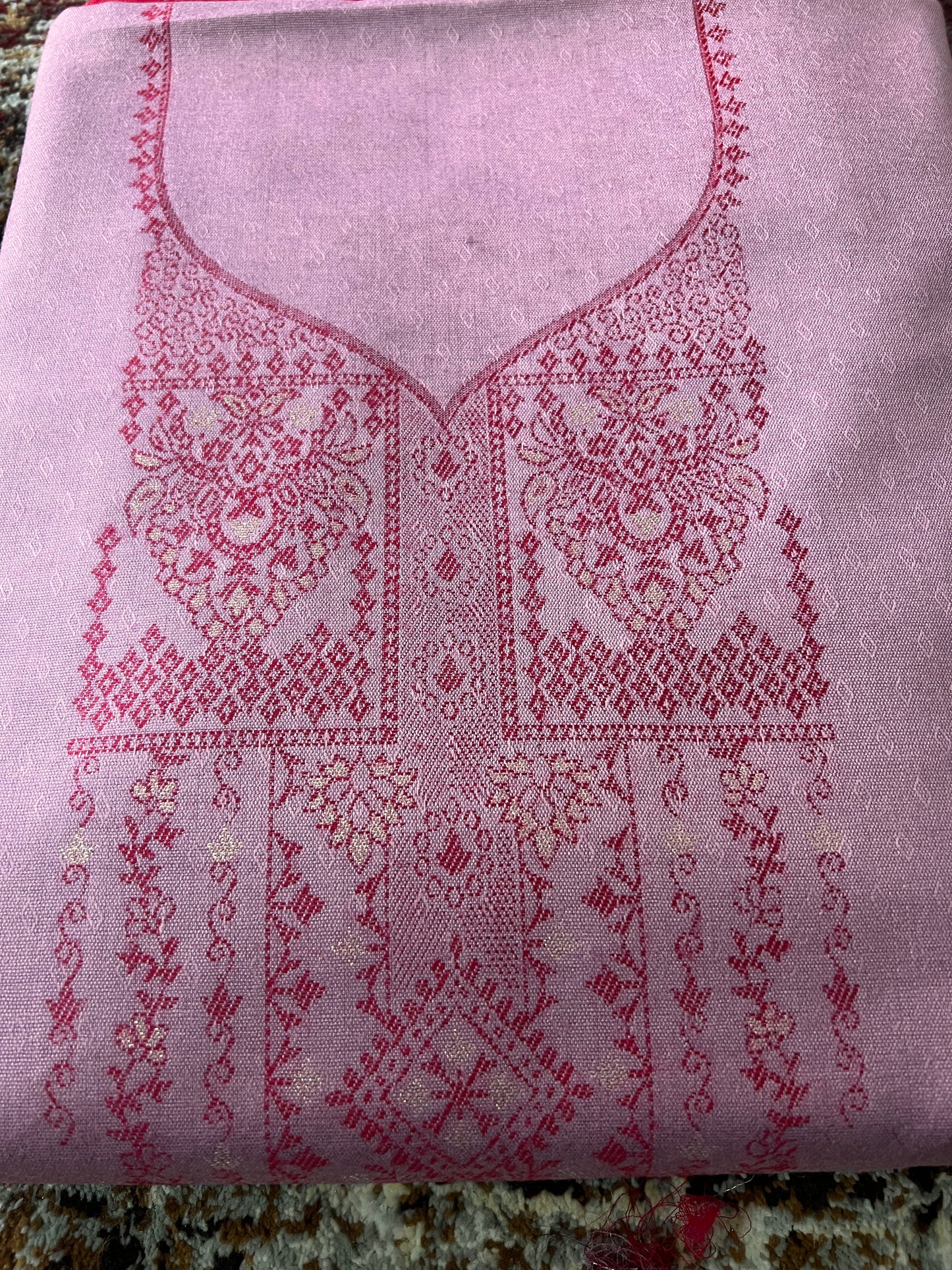 Onion Pink Kurta and Magenta Pink Pyjama and Shawl (Unstitched)