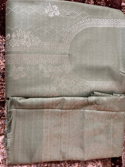 Pastel Green Pashmina Suit (Unstitched)