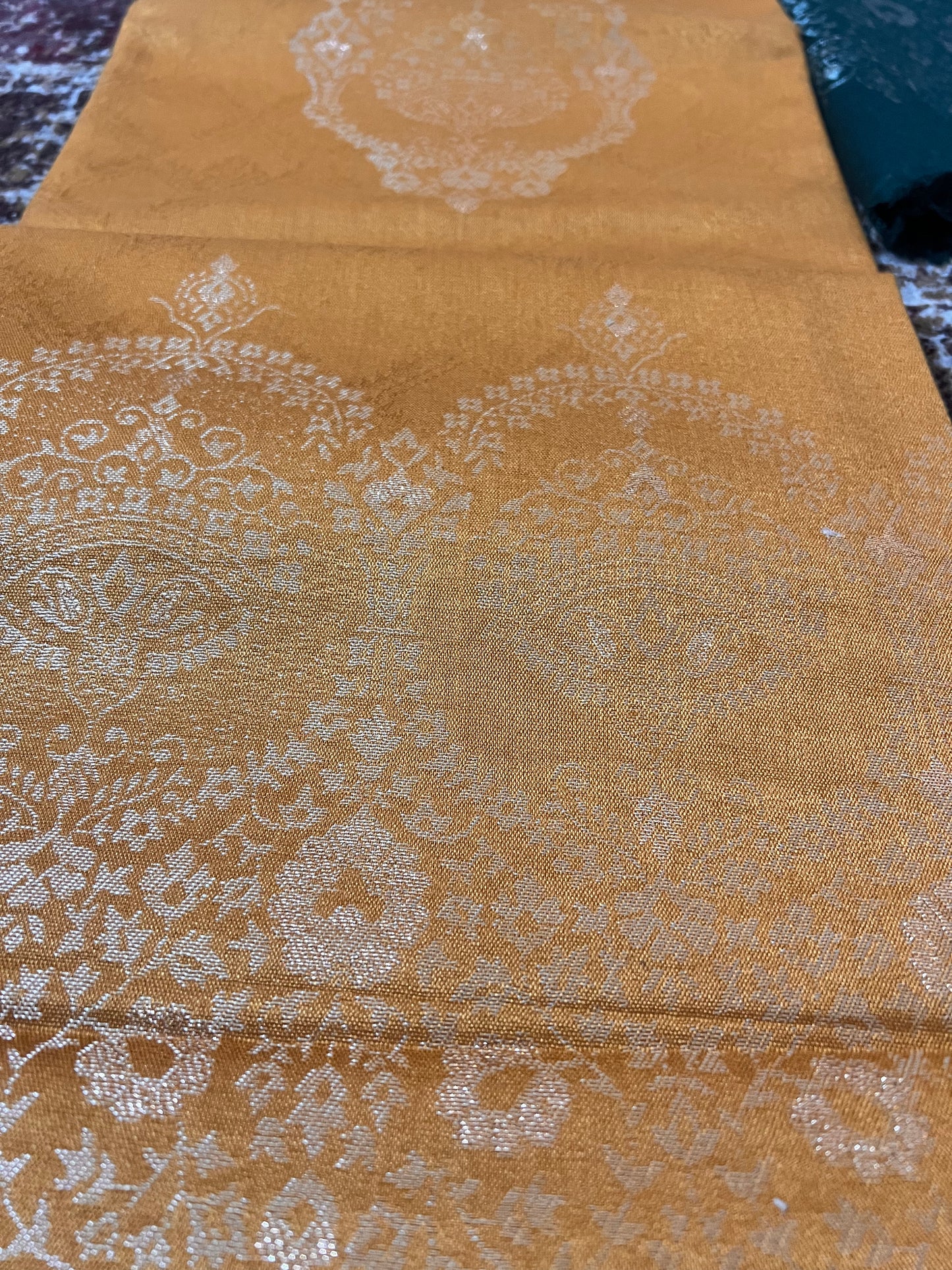 Mustard Colour Kurta and Bottle Green Pyjama and Shawl (Unstitched)