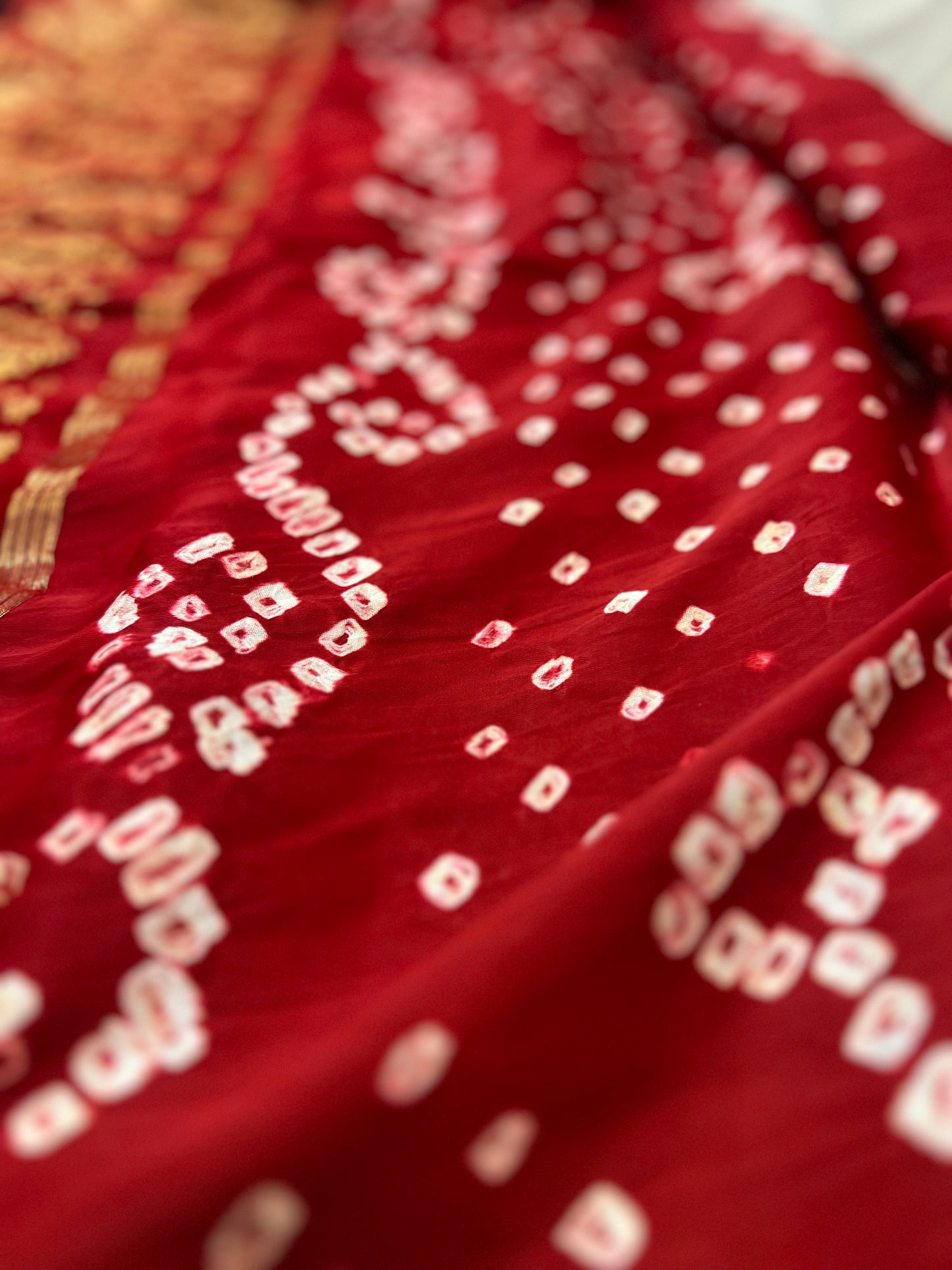 Plain Bandhani Maroon Ghazi Silk Saree