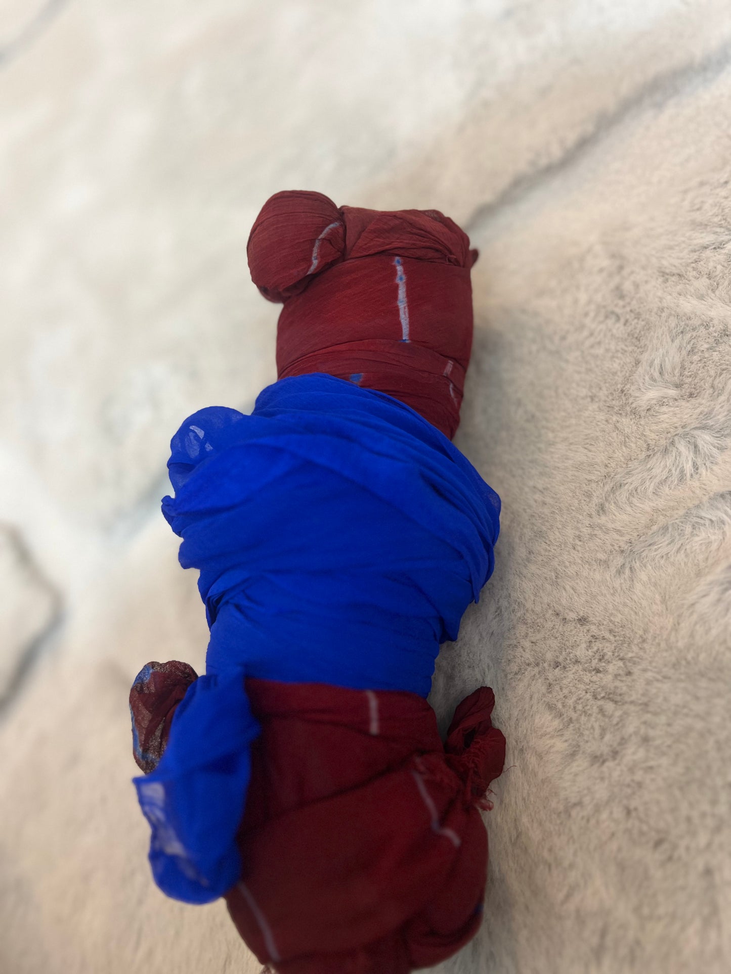 Soft Chinon Lahariya Saree with Blue Blouse Peice