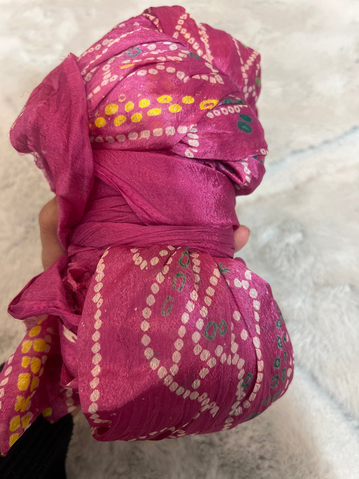 Soft Chinon Bandhani Saree with Same Color Blouse Peice