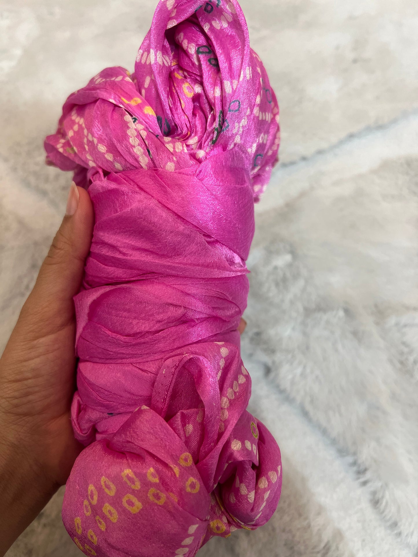 Soft Chinon Bandhani Saree with Same Color Bloue Peice