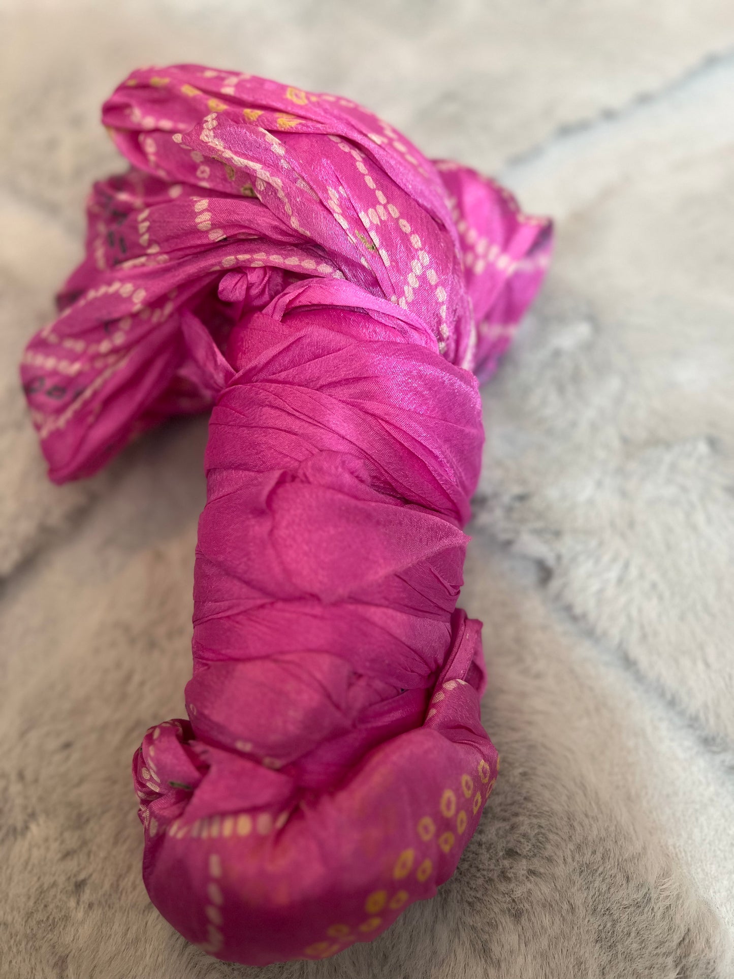 Soft Chinon Bandhani Saree with Same Color Bloue Peice