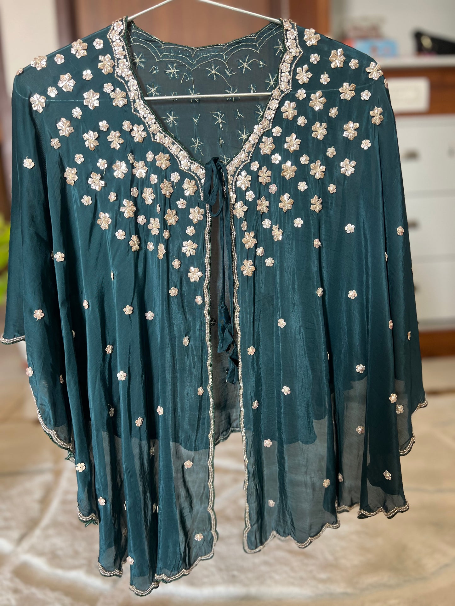 Dark Peacock Blue Beautiful Satin Silk Saree with Designer Cutwork on the Border