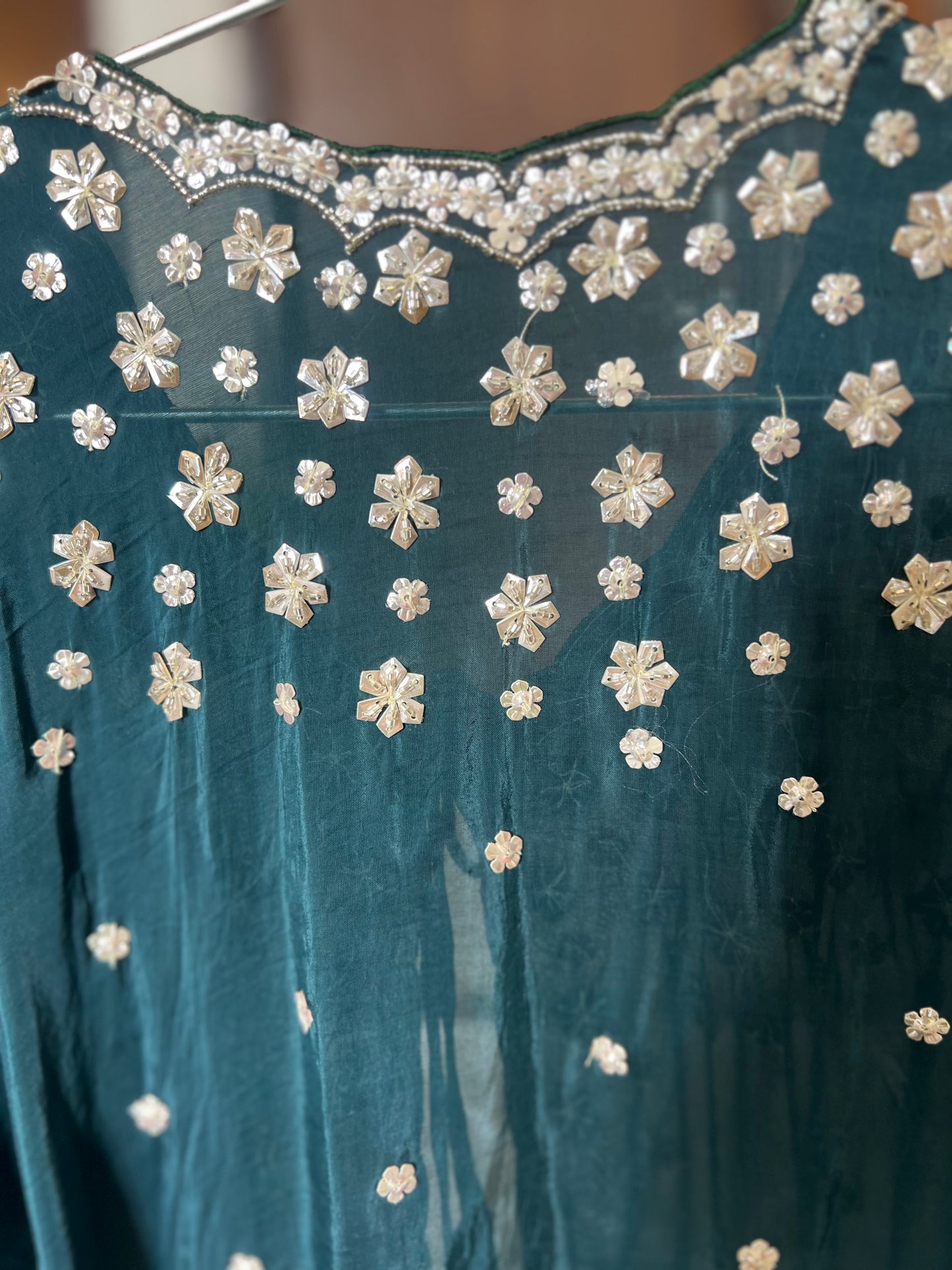 Dark Peacock Blue Beautiful Satin Silk Saree with Designer Cutwork on the Border