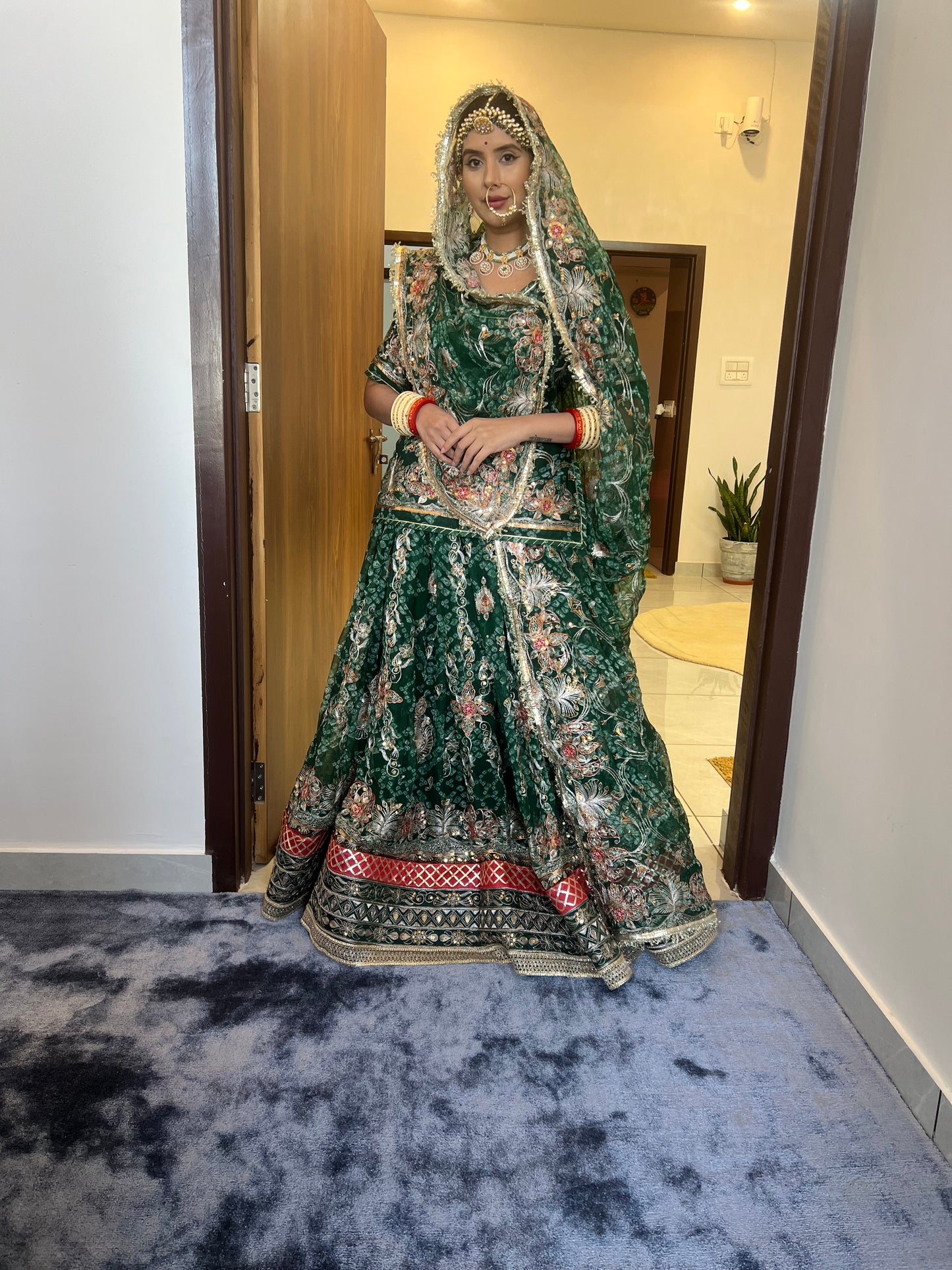 Green Bandhani Full Gher Poshak