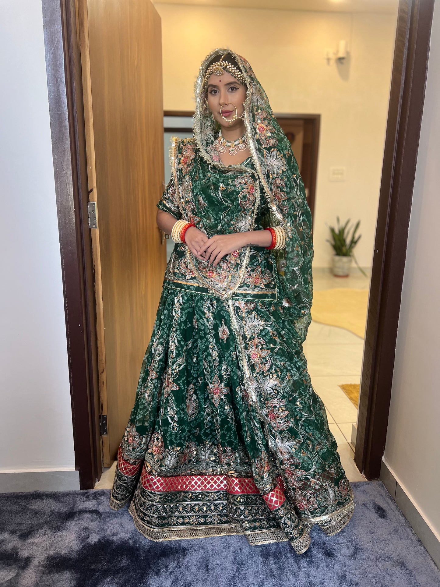 Green Bandhani Full Gher Poshak