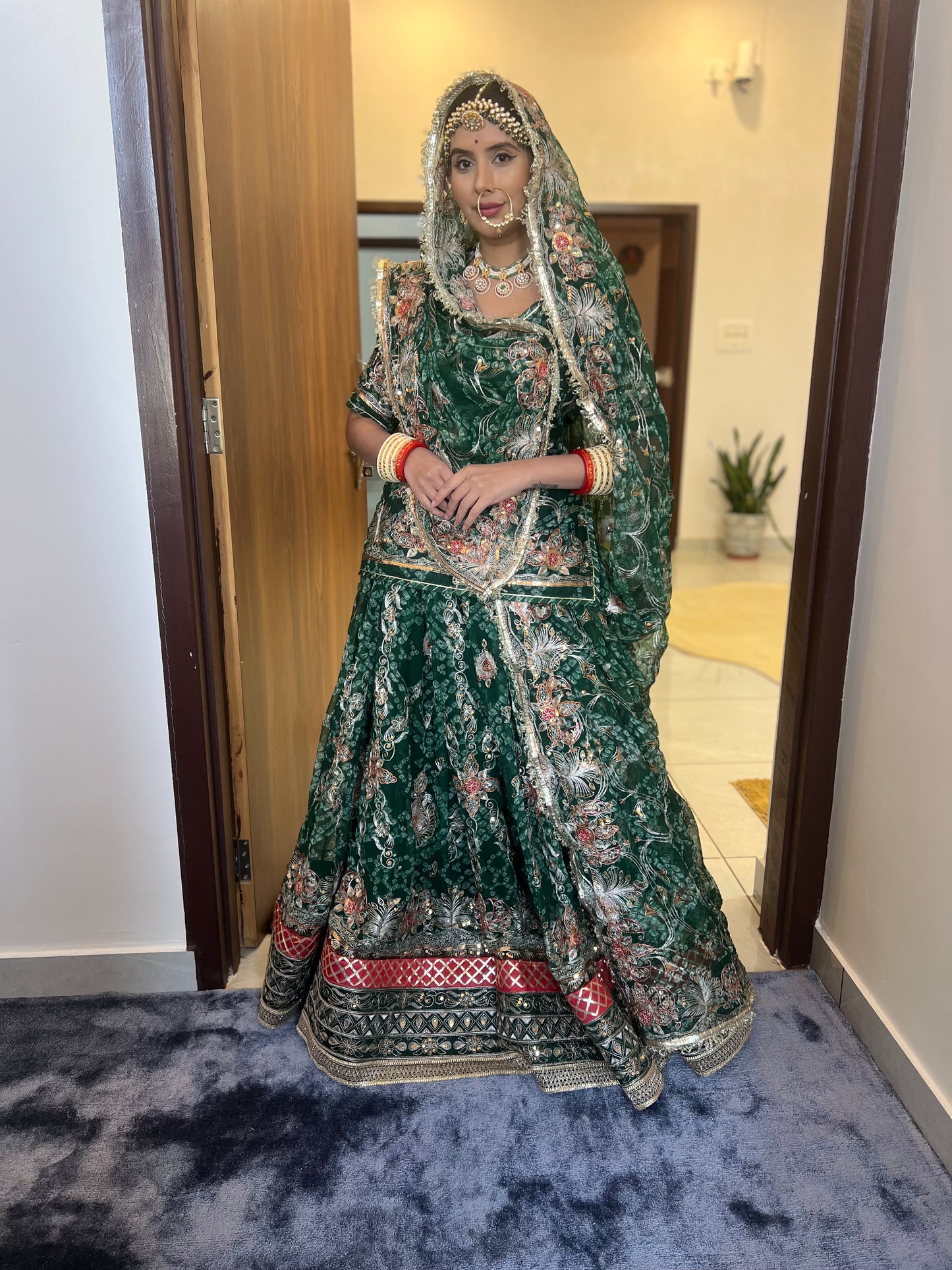 Green Bandhani Full Gher Poshak