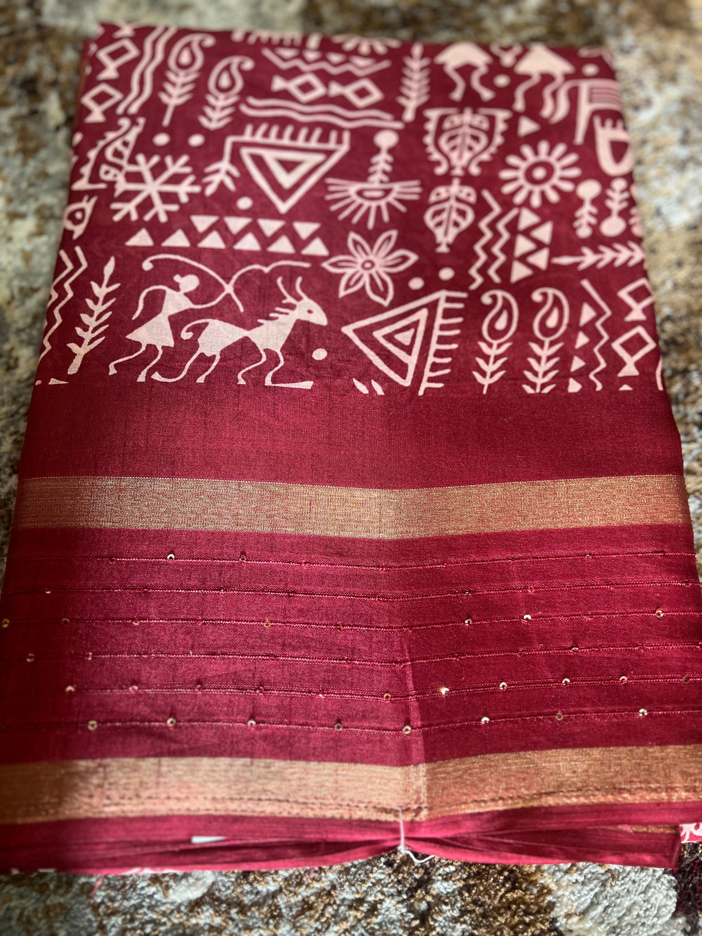 Cherry Red Soft Cotton Kalamkari Saree