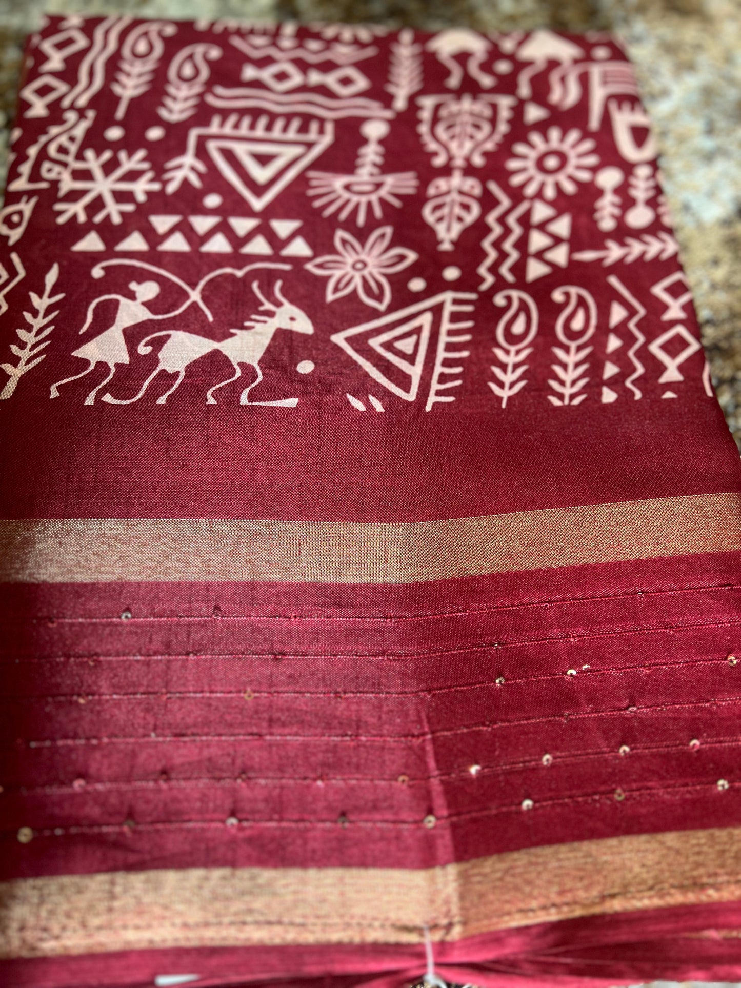 Cherry Red Soft Cotton Kalamkari Saree