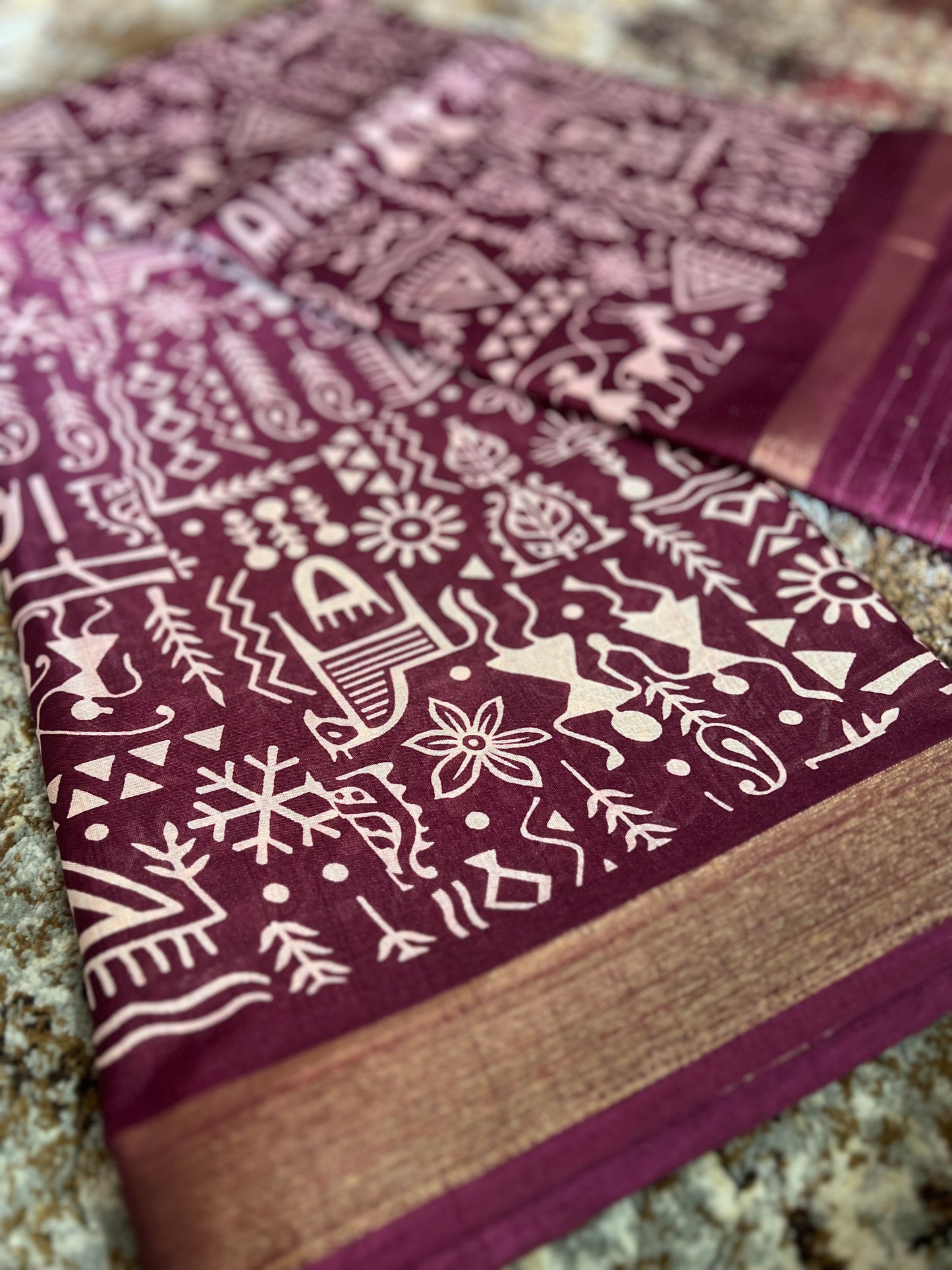 Wine Color Soft Cotton Kalamkari Saree