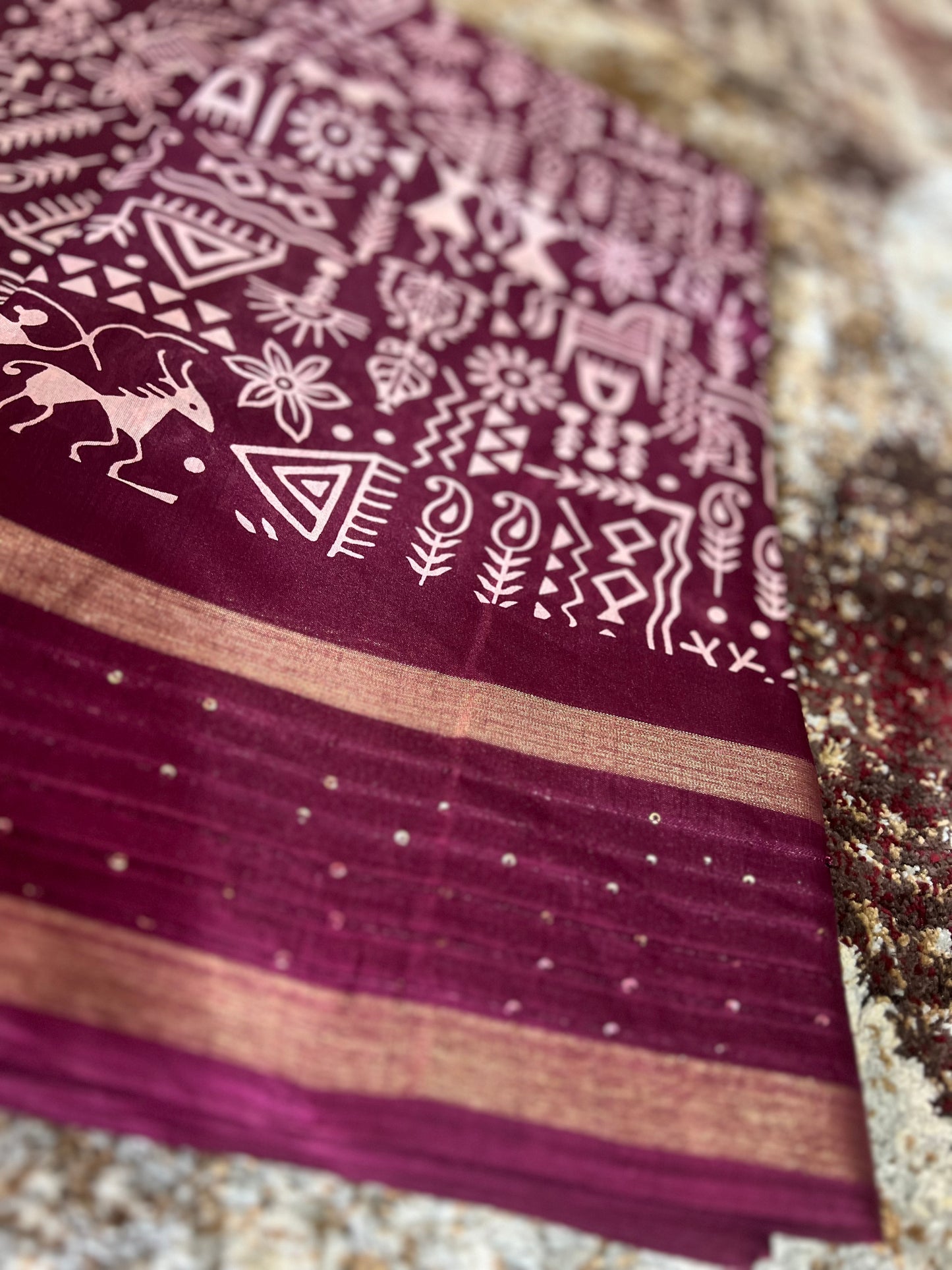 Wine Color Soft Cotton Kalamkari Saree