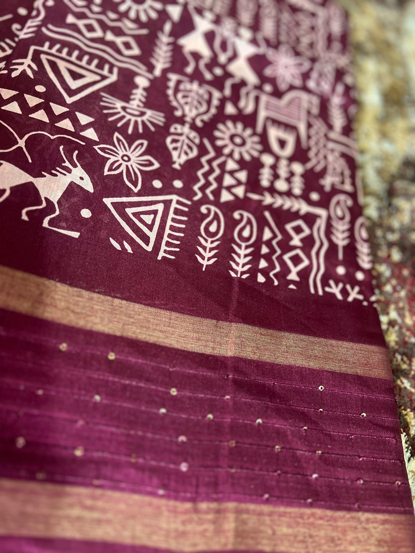 Wine Color Soft Cotton Kalamkari Saree